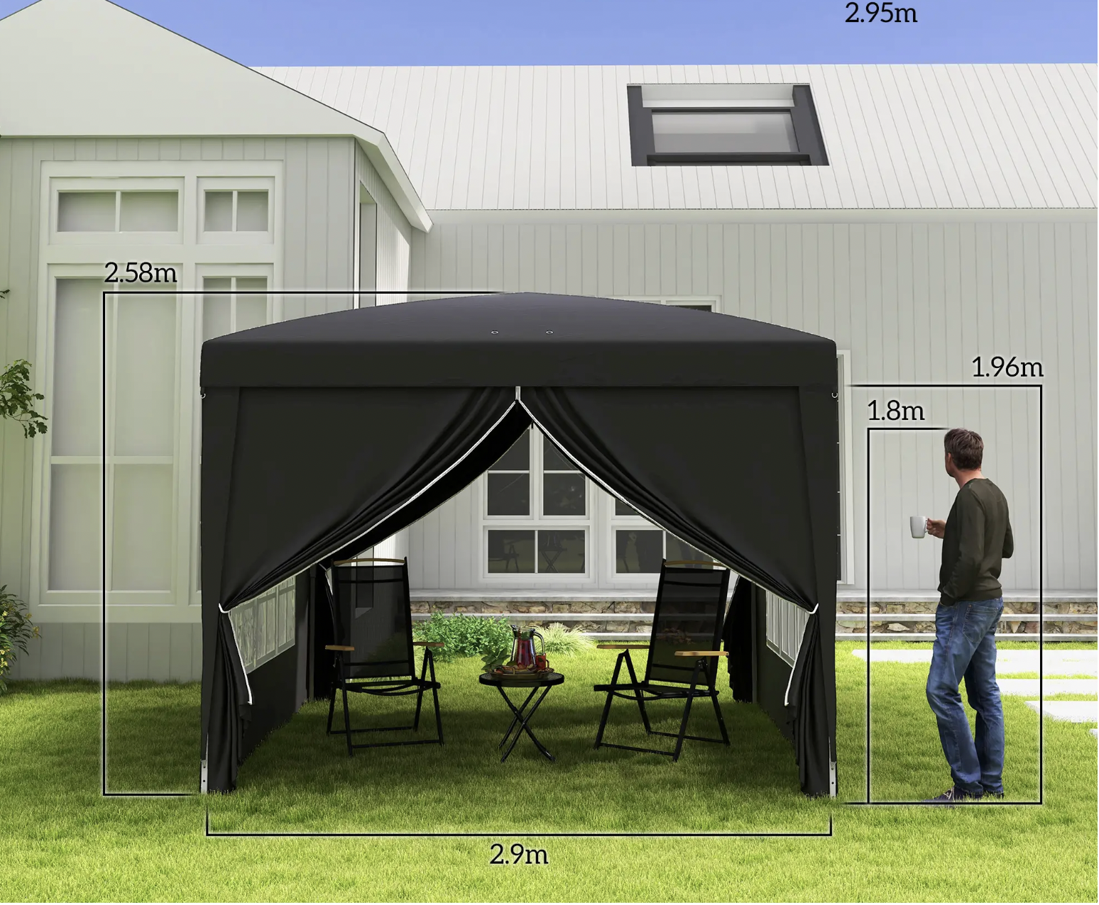 3m x 3m pop up gazebo  water and uv resistant party tent camping canopy marquee
