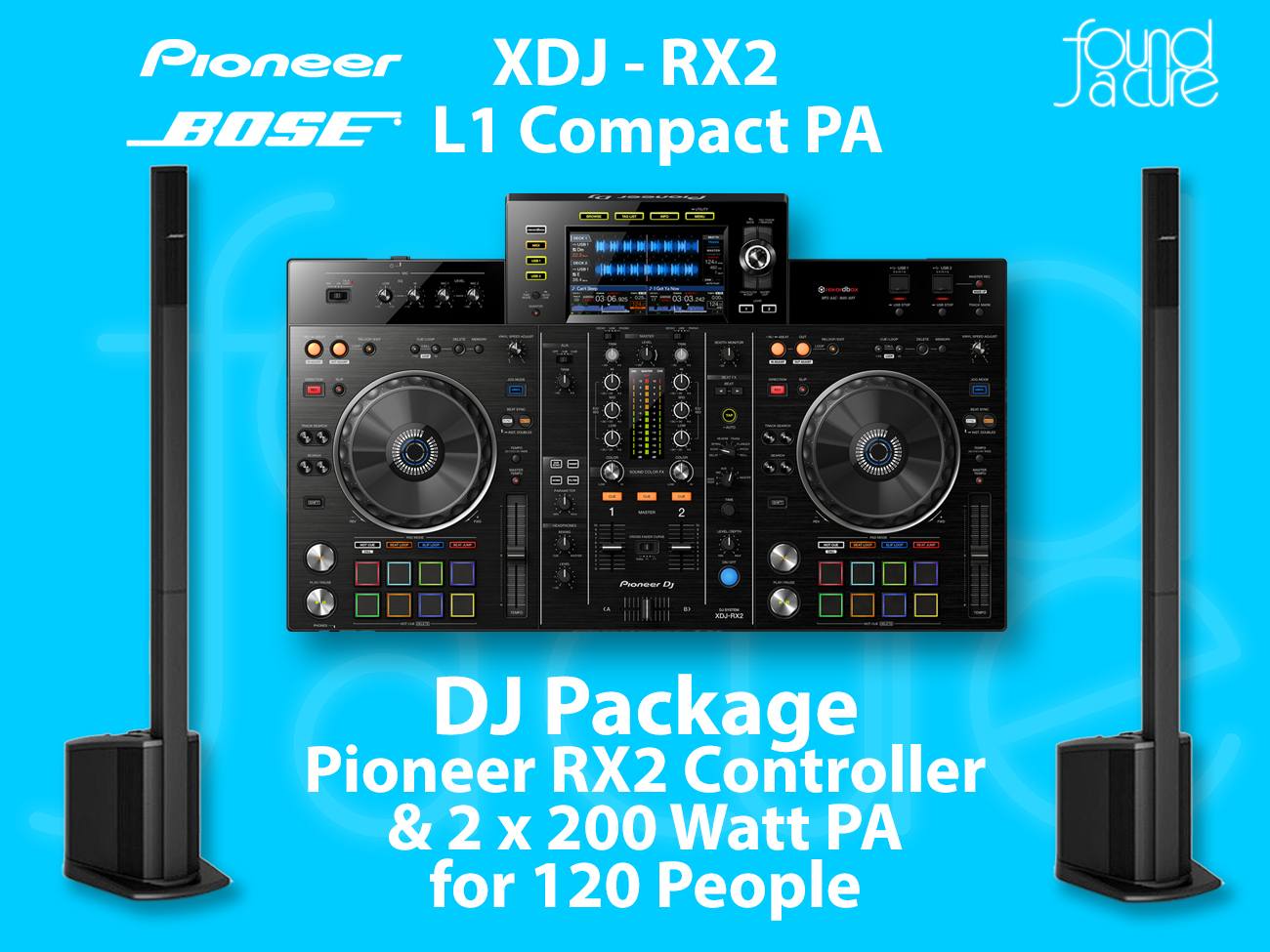 Dj package - pioneer rx2 with 2 x bose l1 speakers