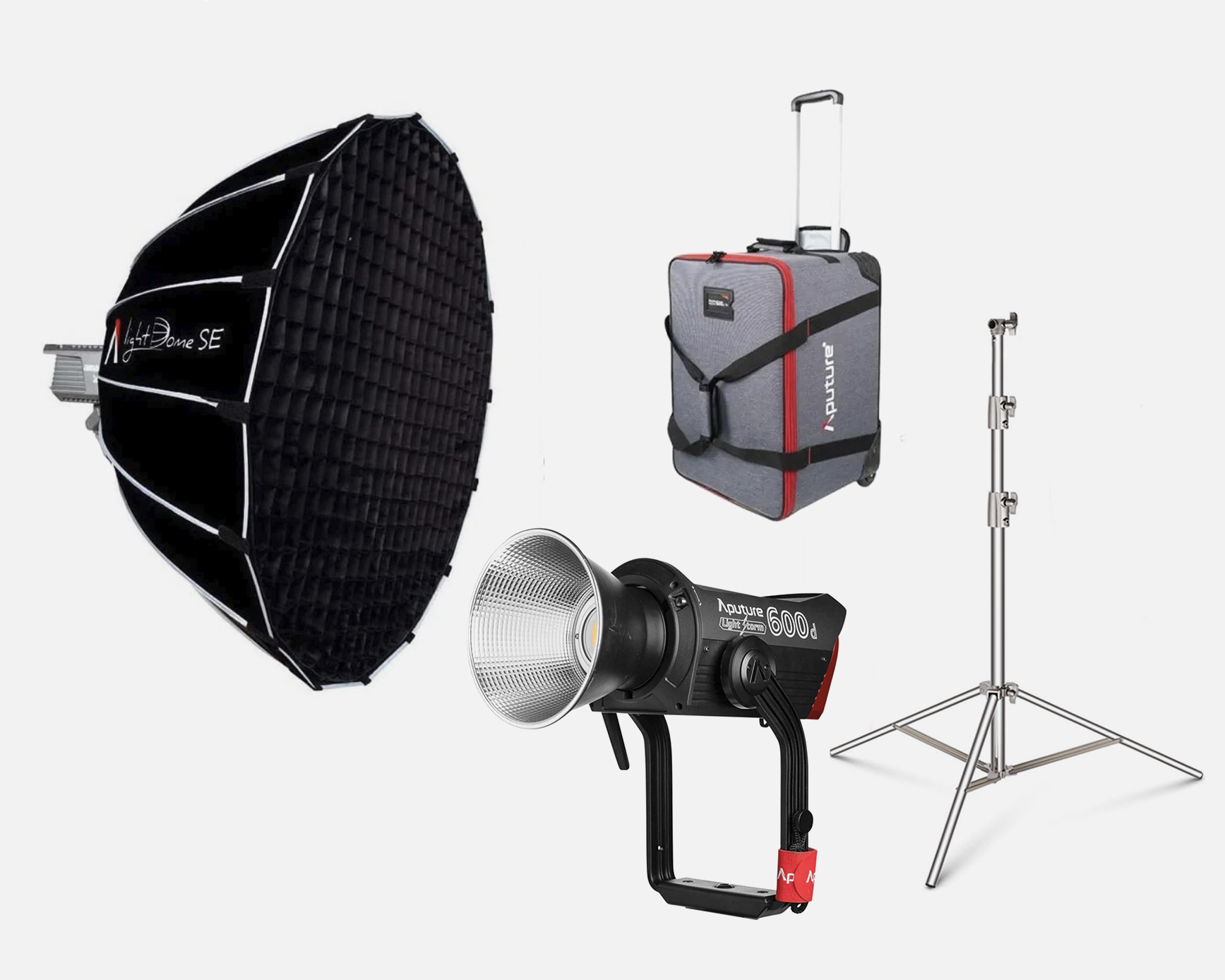 Aputure 600d + stand + aputure light dome se softbox