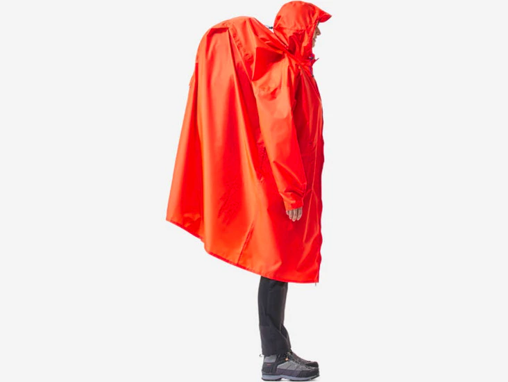 Regnponcho för vandring 75l röd l/xl