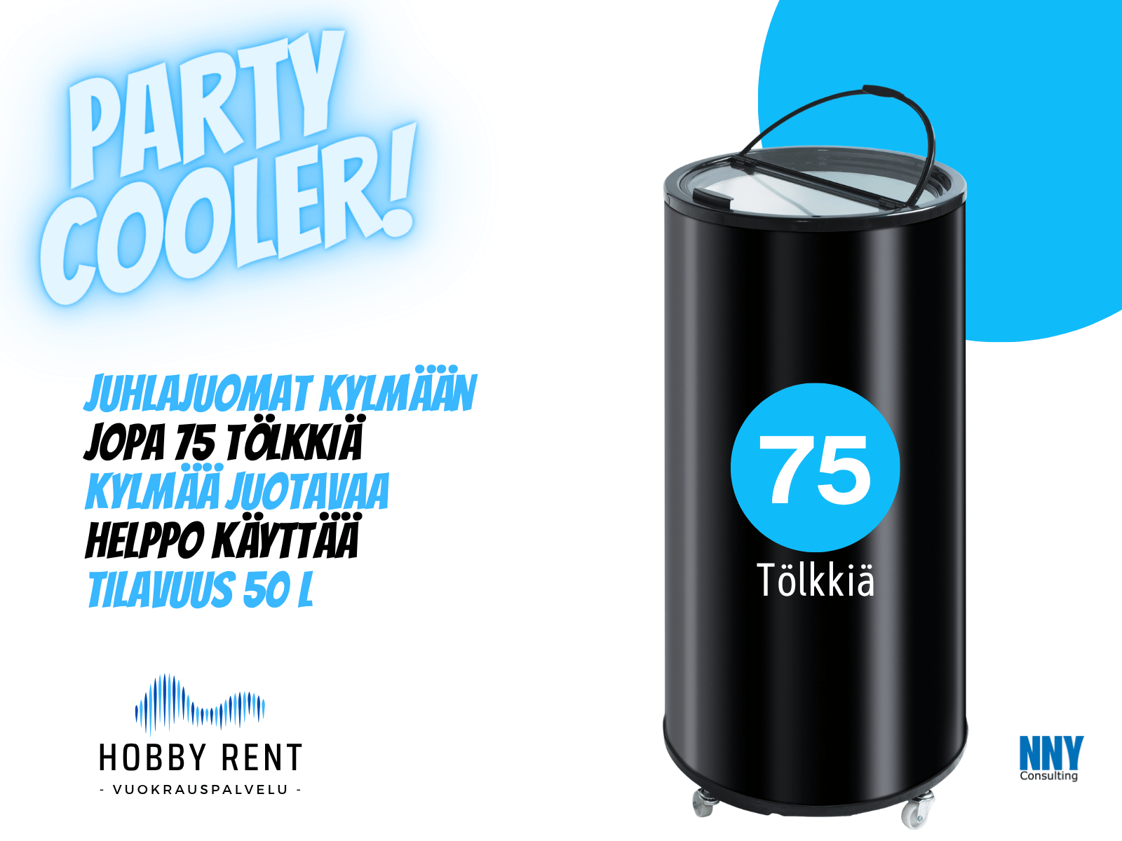 Kylmät juomat - party cooler 50 l musta