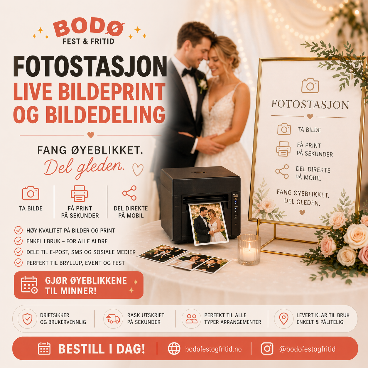 Fotostasjon - live bildeprint og bildedeling til bryllup og events