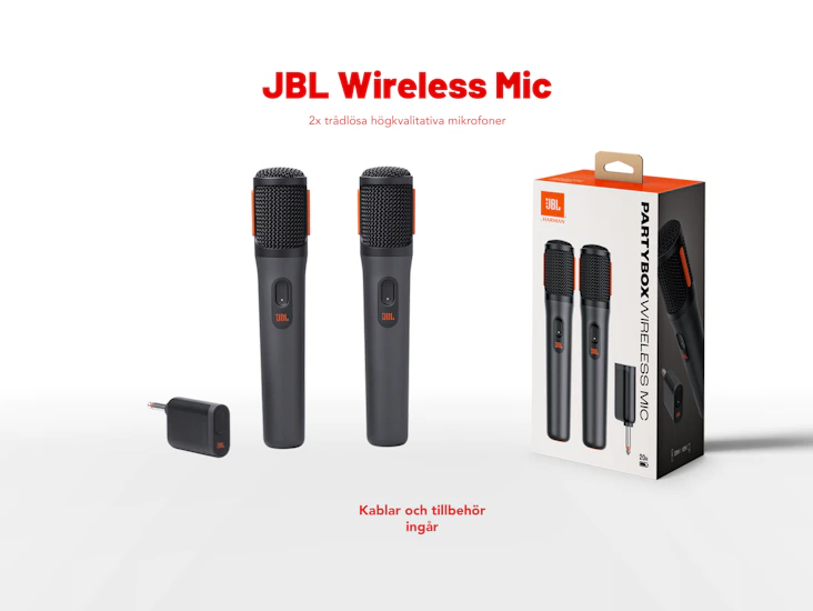 2 st jbl partybox trådlösa mikrofoner