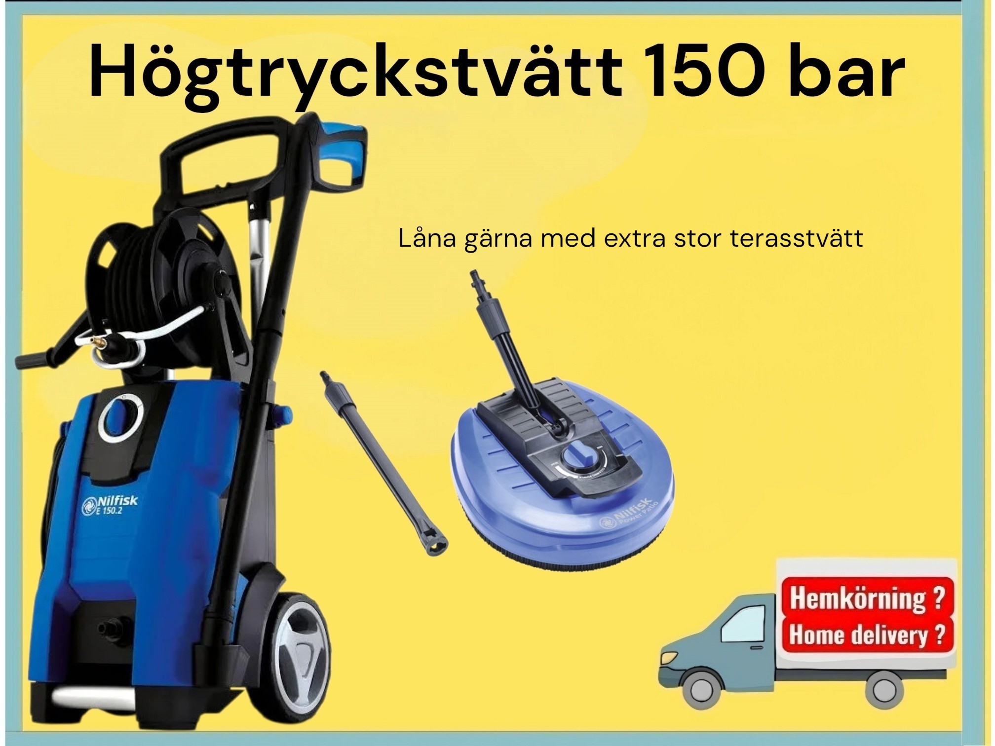 Högtryckstvätt 150 bar med terass & stentvätt