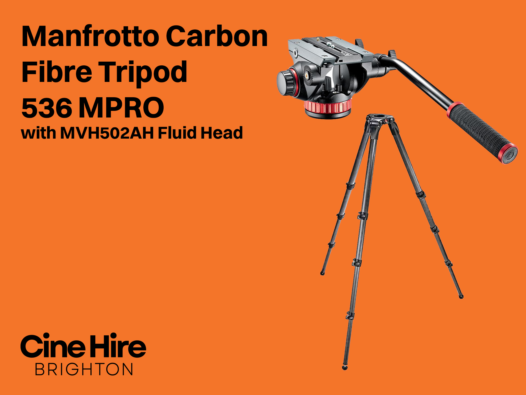 Manfrotto carbon fibre tall heavy duty video tripod 536 mpro with mvh502ah fluid head