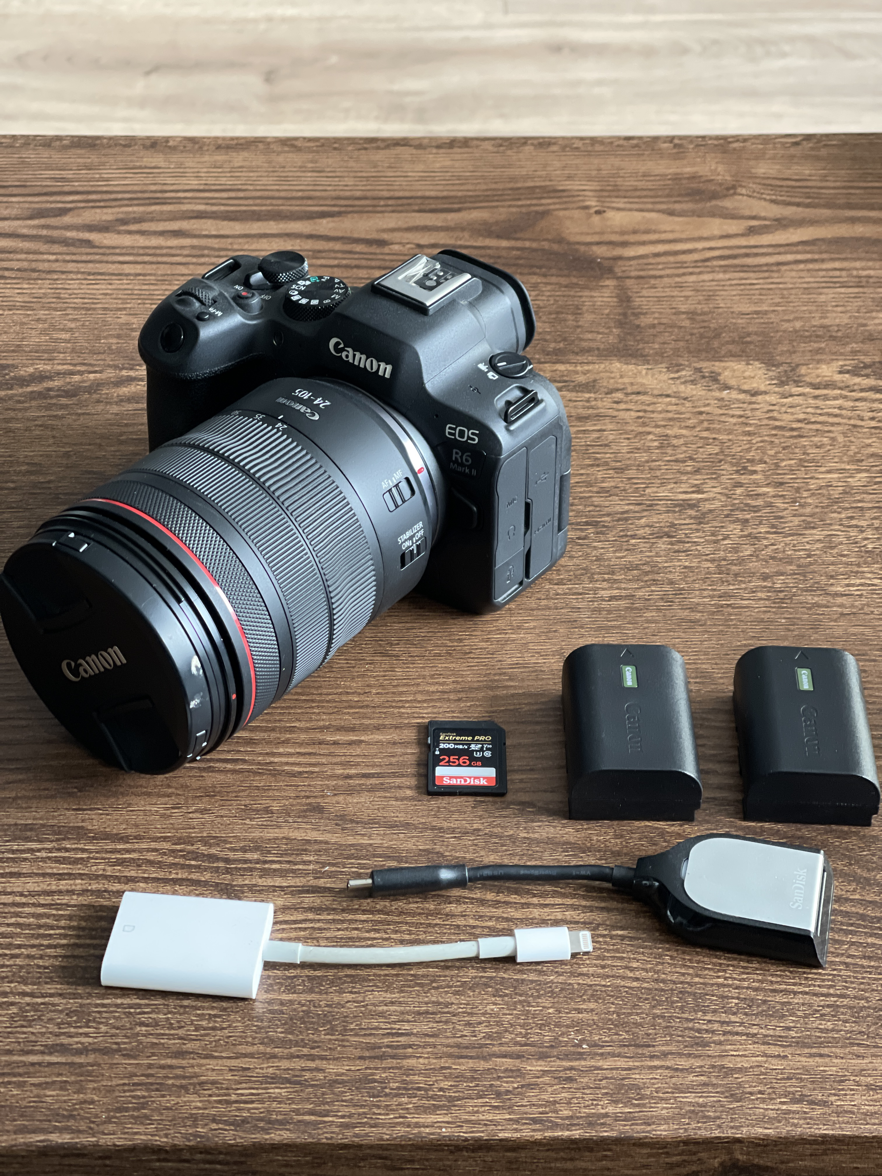 Canon r6 mark ii pakke + rf 24-105mm f/4 l + utstyr