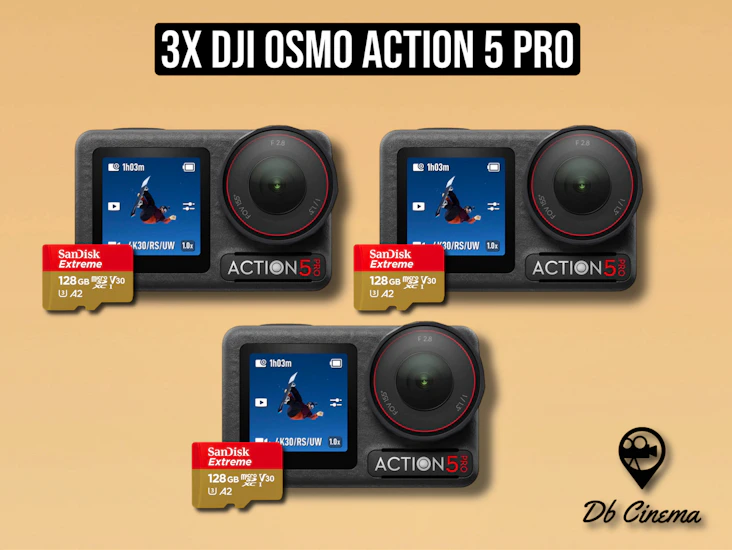 3x dji osmo action 5 pro camera 4k 120 fps wide angle + 128gb sd card (like go pro hero 13 )