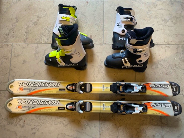 Barnskidor 100 cm med pjäxor