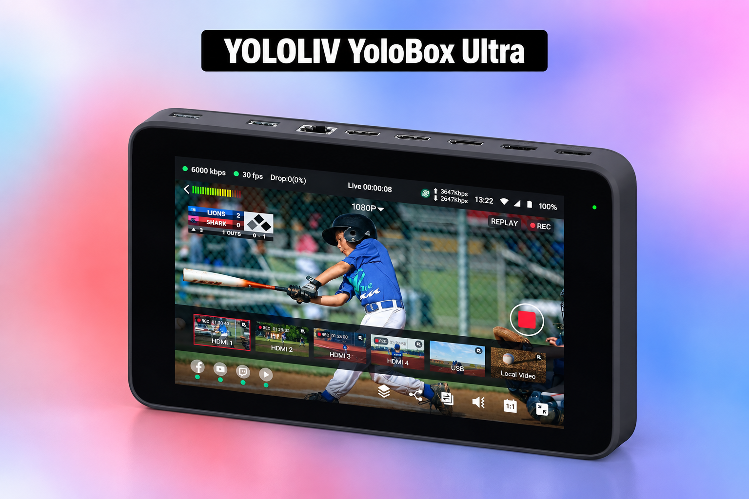 Yololiv yolobox ultra | 4k all-in-one horizontal/vertical live streaming hub 