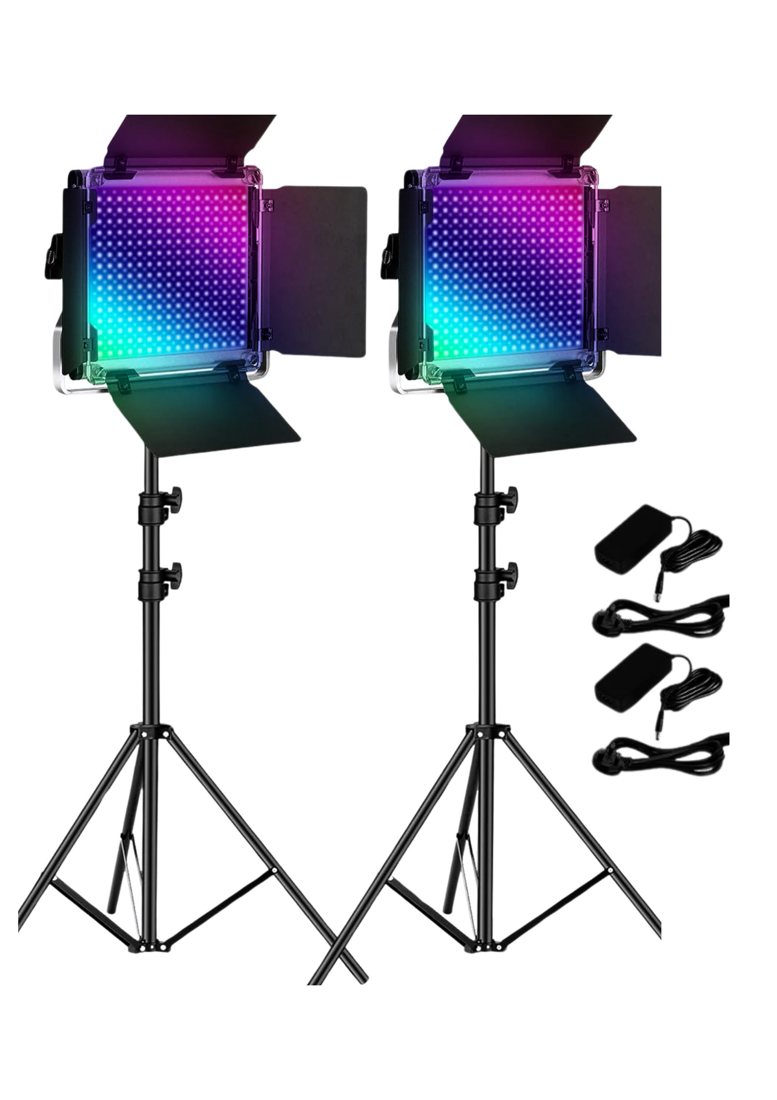 Neewer 2 packs 660 pro rgb led video light stand kit
