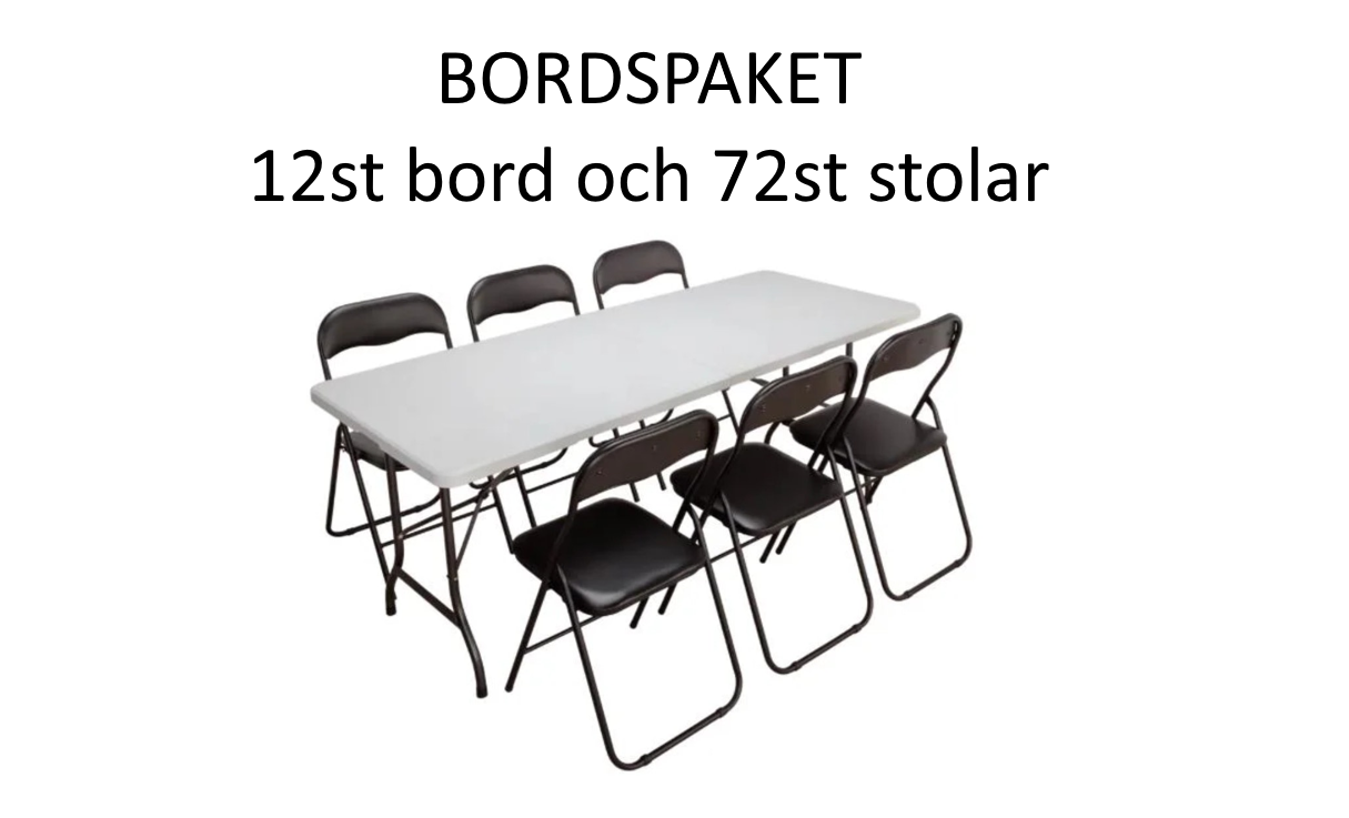 Paket med 12st bord och 72st stolar