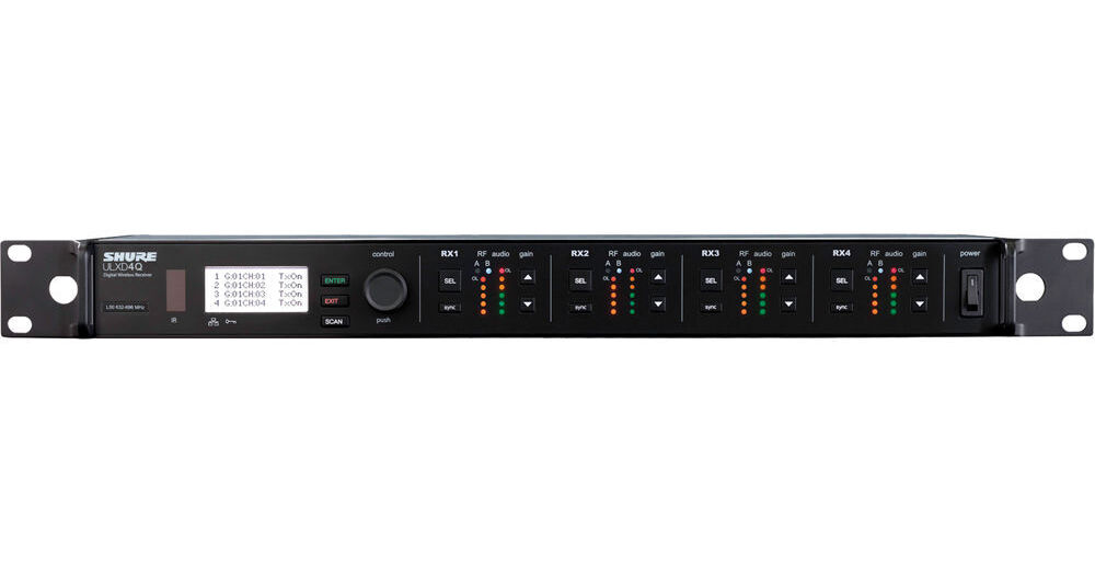 Shure ulx-d 4-channel wireless system (4× beltpacks)