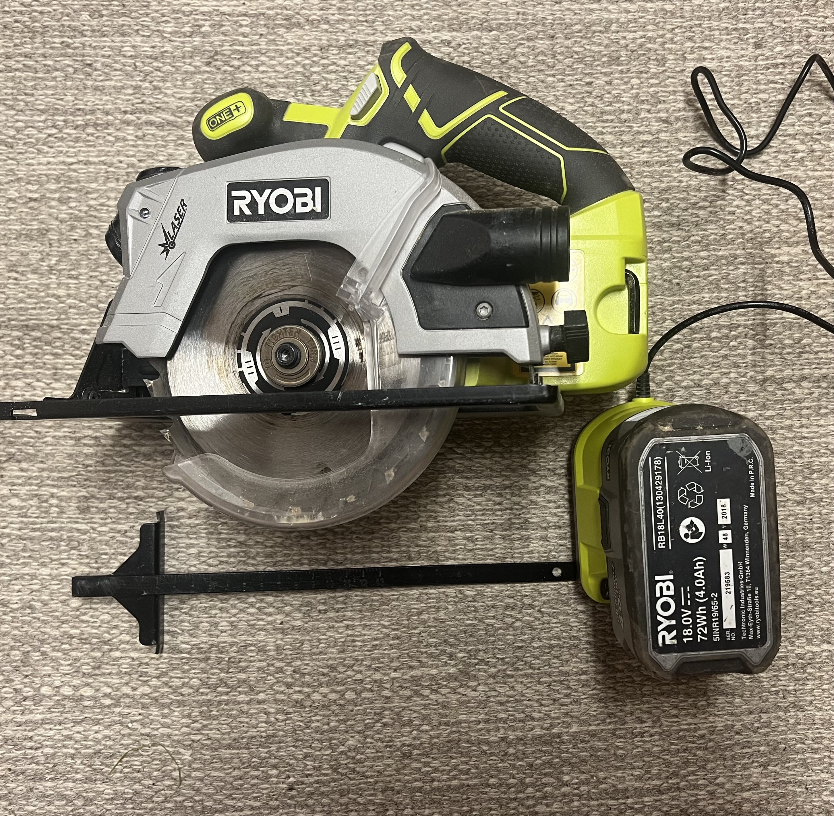 Ryobi 18v sirkelsag med batteri i koffert 