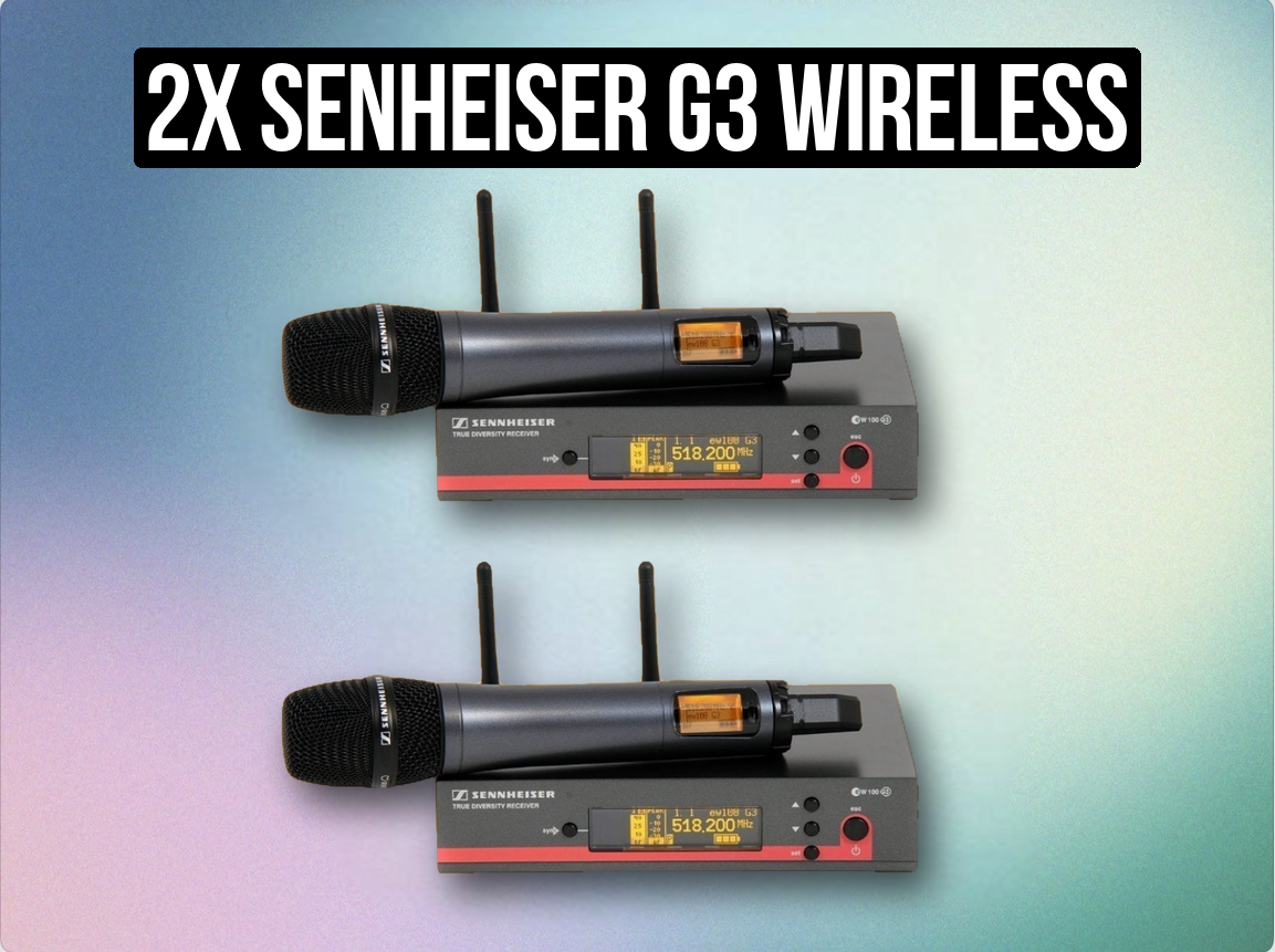 2x senheiser g3 wireless microphones + reciever mic set