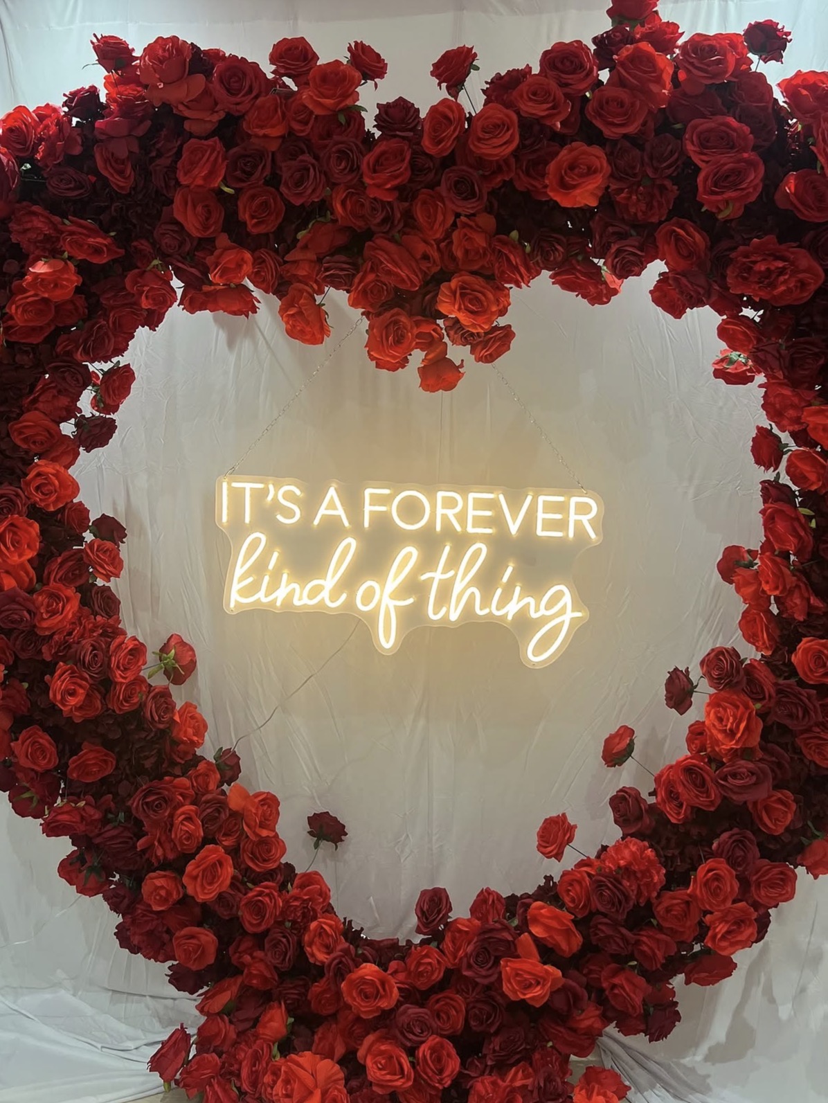 Large heart rose flower wall – wedding/event backdrop