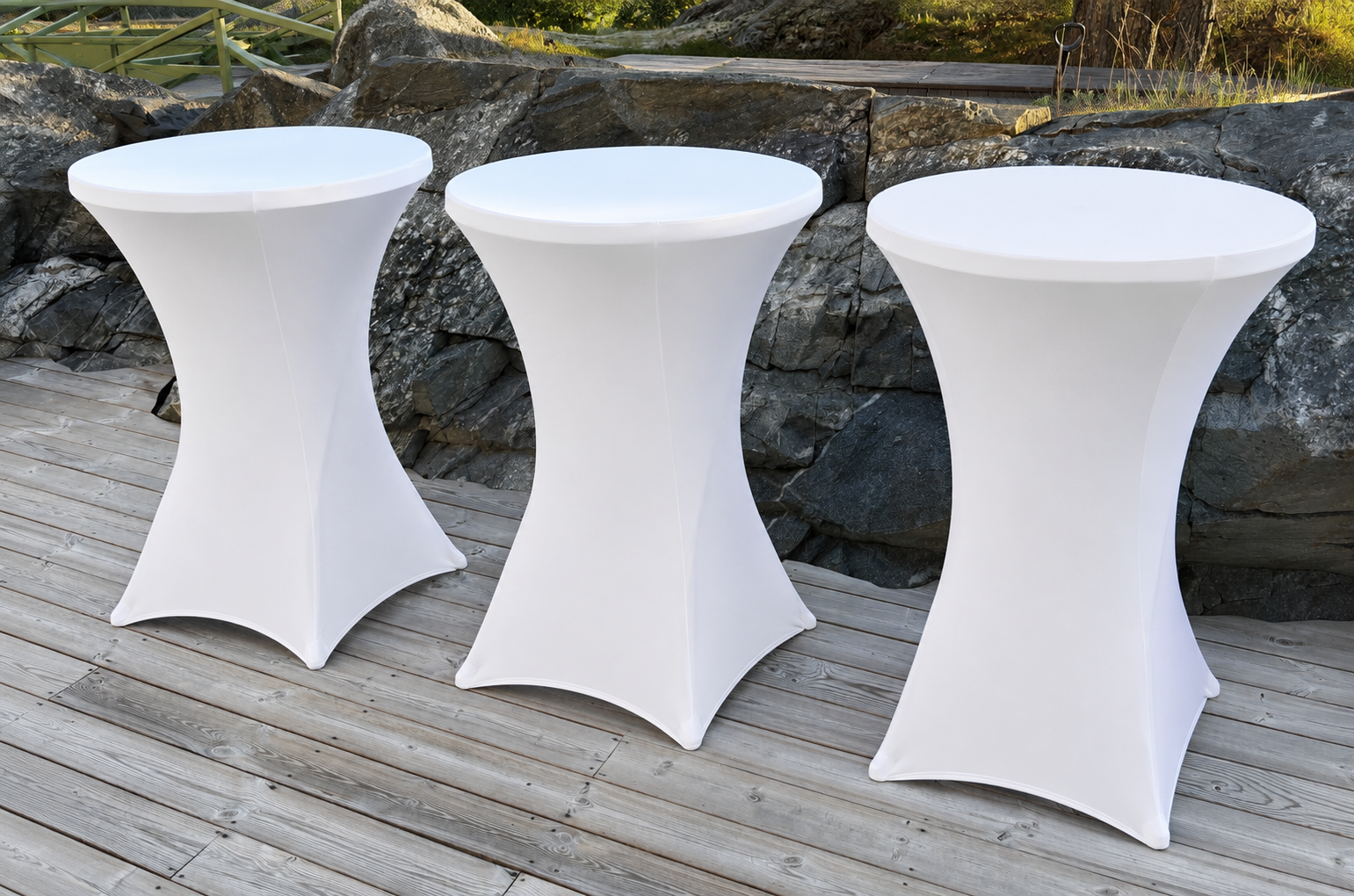 3 st ståbord med överdrag