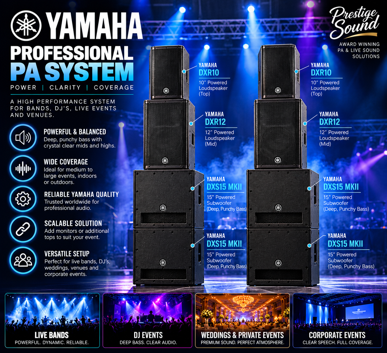 Yamaha 8.8kw active pa system
