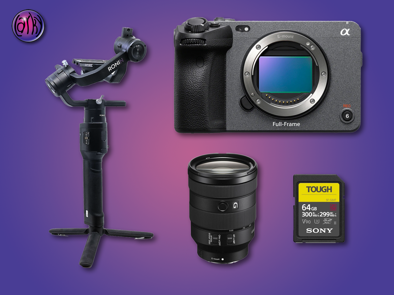 Sony fx3 cinema camera + sony fe 24-105mm f4 g oss lens + dji ronin-s gimbal kit