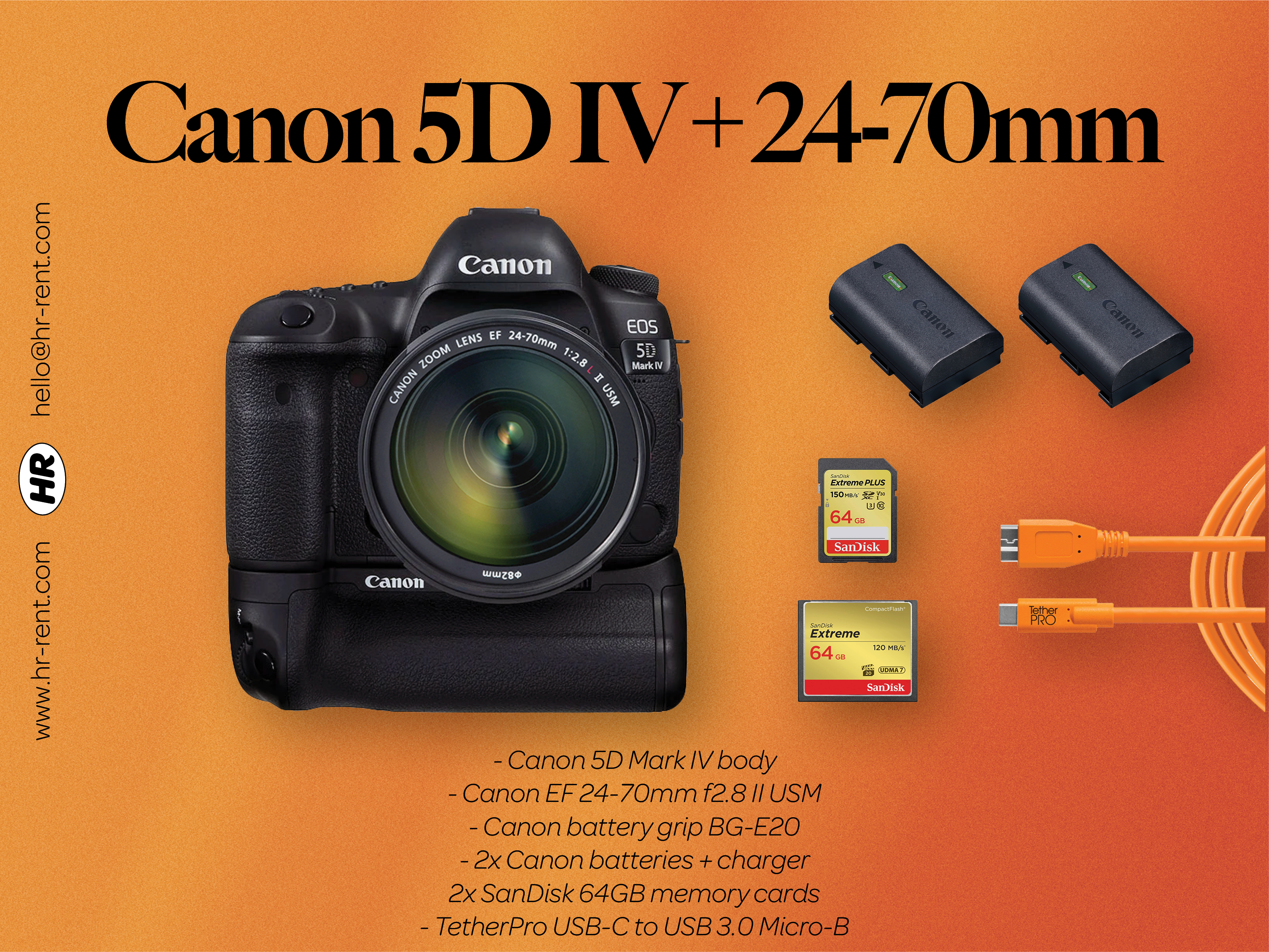 Canon 5d mark iv body + ef 24-70mm f2.8 ii + battery grip (canon 5d iv 24-70)