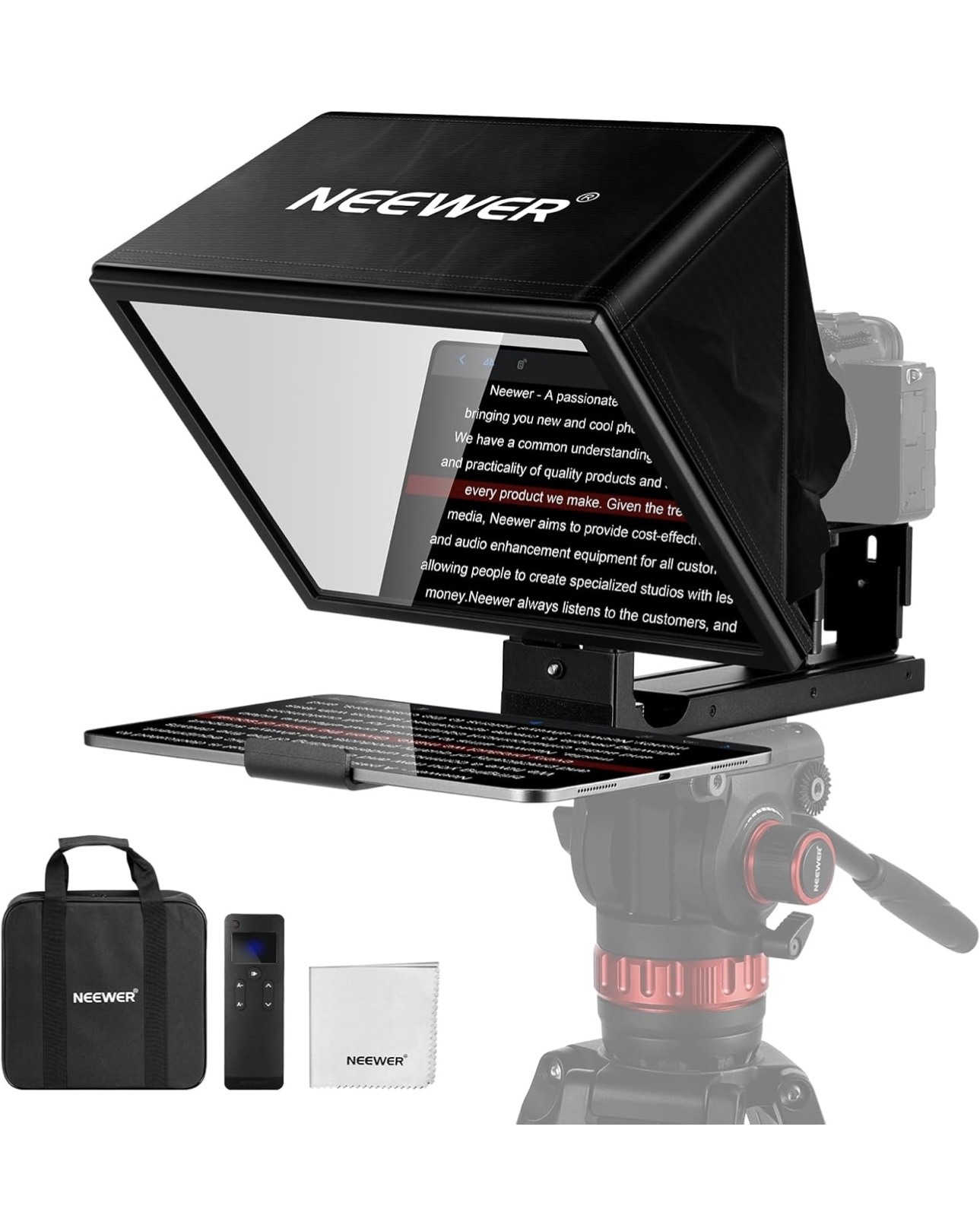 Neewer 12” teleprompter with remote for digital video cameras