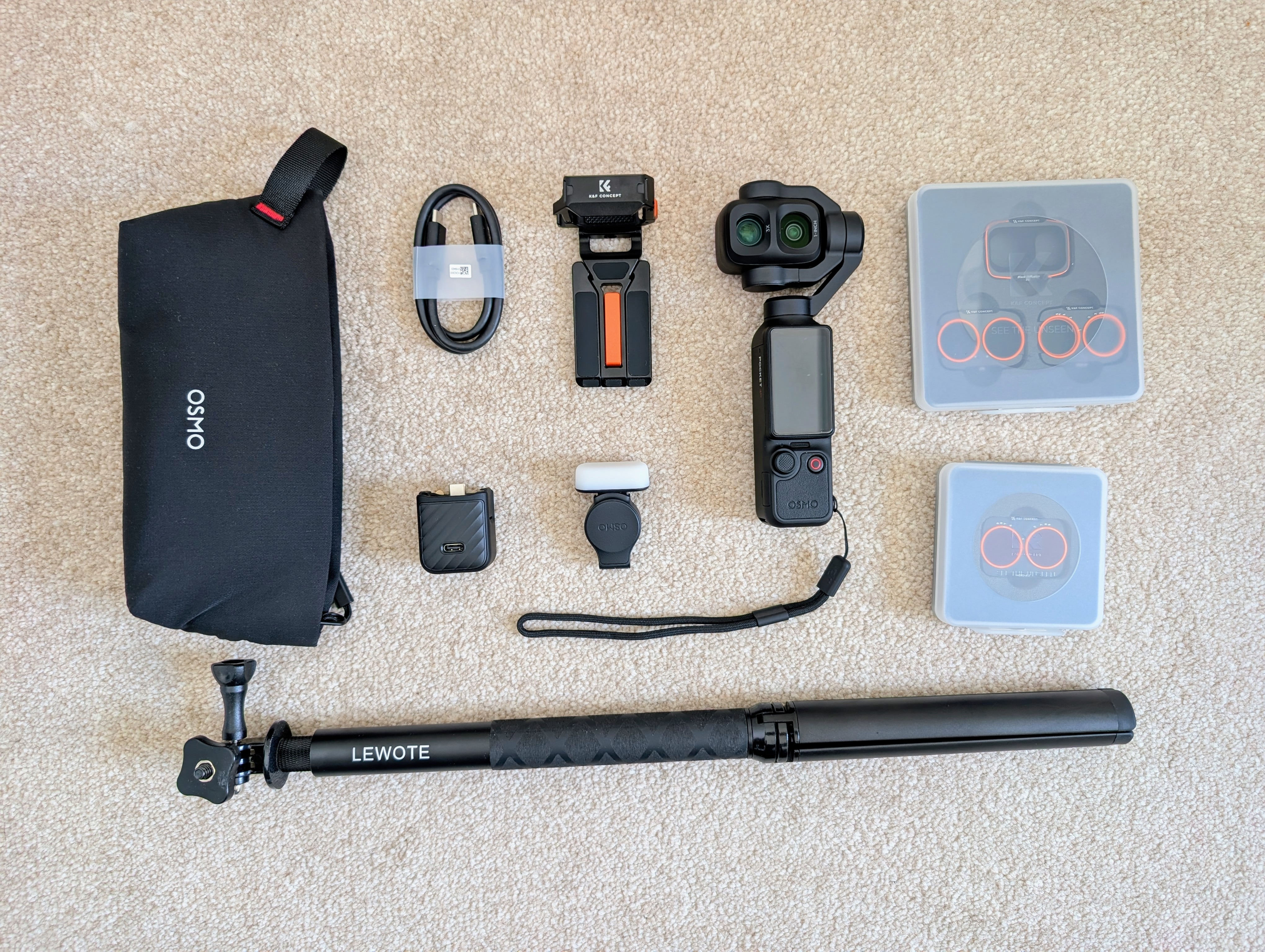 2026 dji osmo pocket 4p pro + 256gb card, nd filters, magnetic attachment etc
