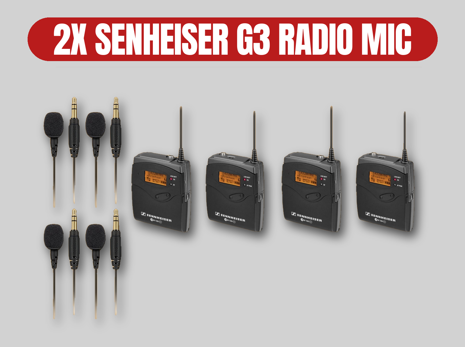 Sennheiser g3 wireless microphone kit | 2x radio mic / 2x transmitter / 2x receiver / professional audio / lapel mics