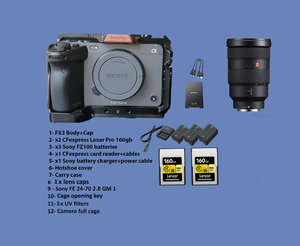 Sony fx3 cinema line camera plus sony fe 24-70 2.8 gm