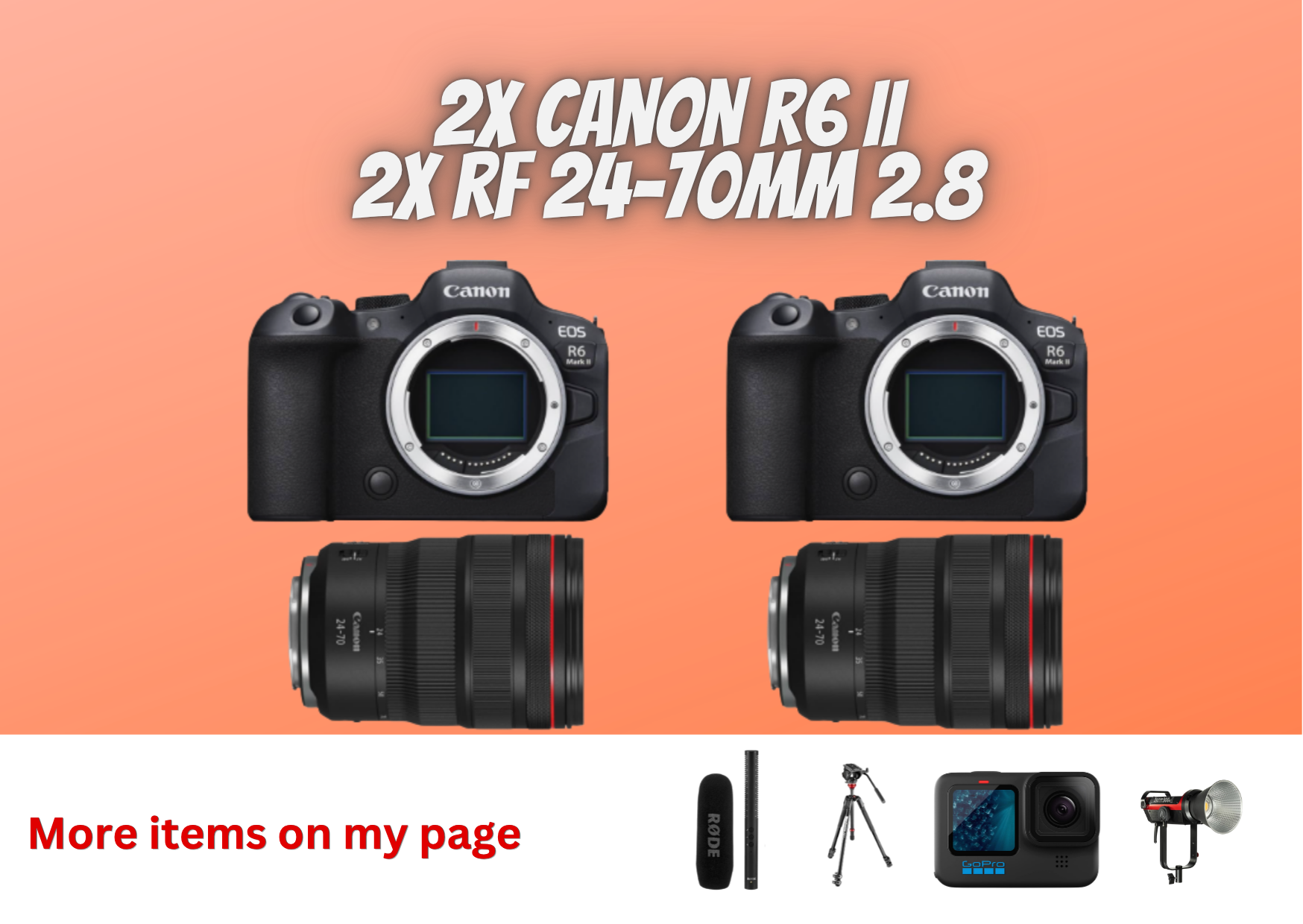 2x canon r6  mark ii + 2x canon rf 24-70mm 2.8 24-70 mm lens