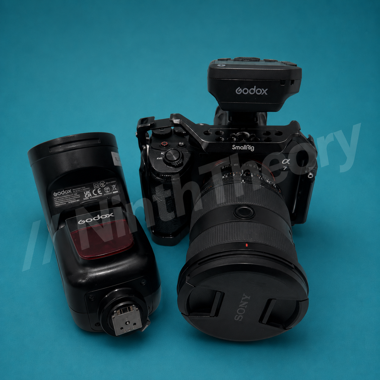 Sony a7 iv - with 24-70mm gm ii, godox wireless trigger and godox v1s flash