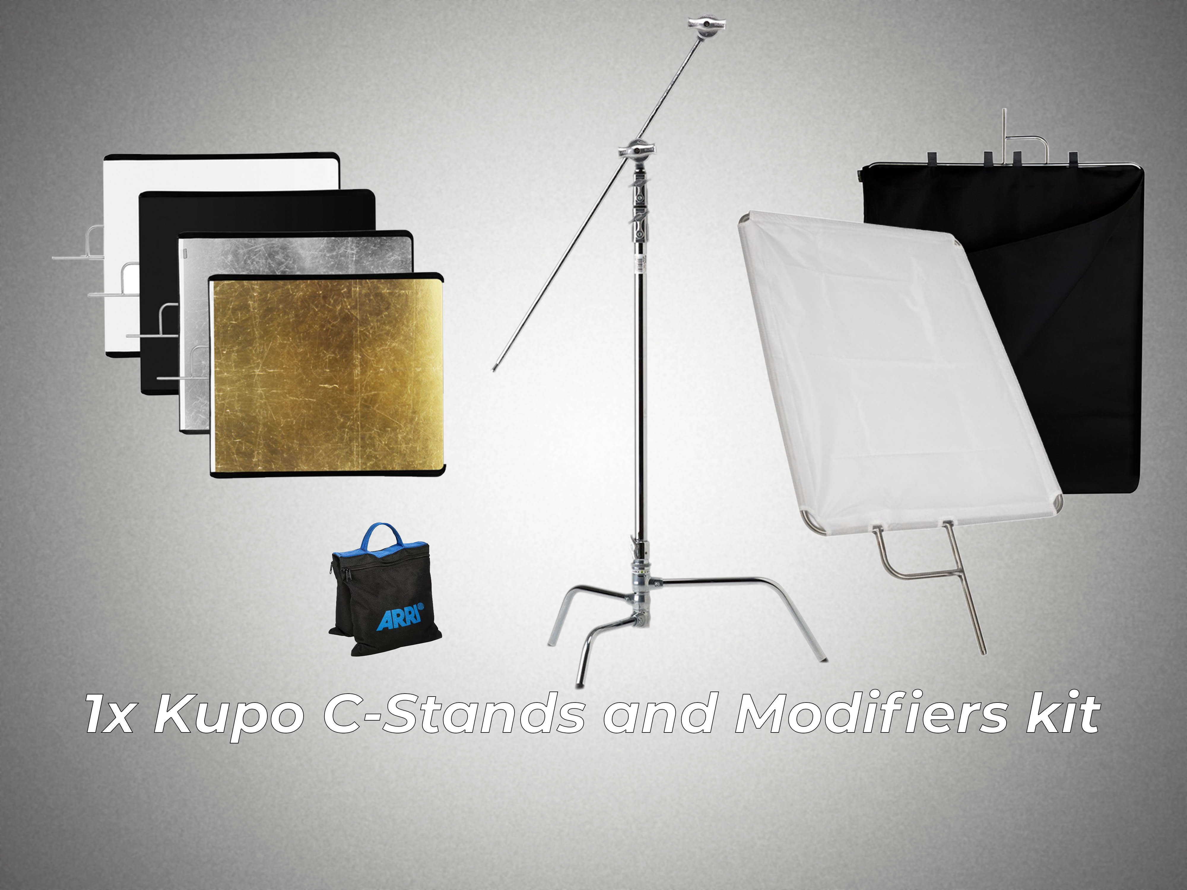 1 c-stand / kupo 40'' / extension arm / 75x90 frame flag