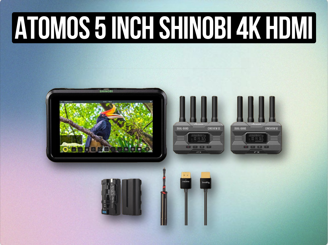 Atomos 5 inch shinobi 4k hdmi monitor +  video transmitter image accsoon cinephiles teradek + batteries 4x