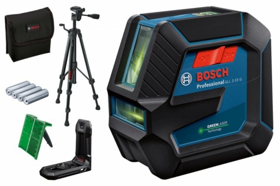 Bosch krysslaser grønn 15m  m/stativ