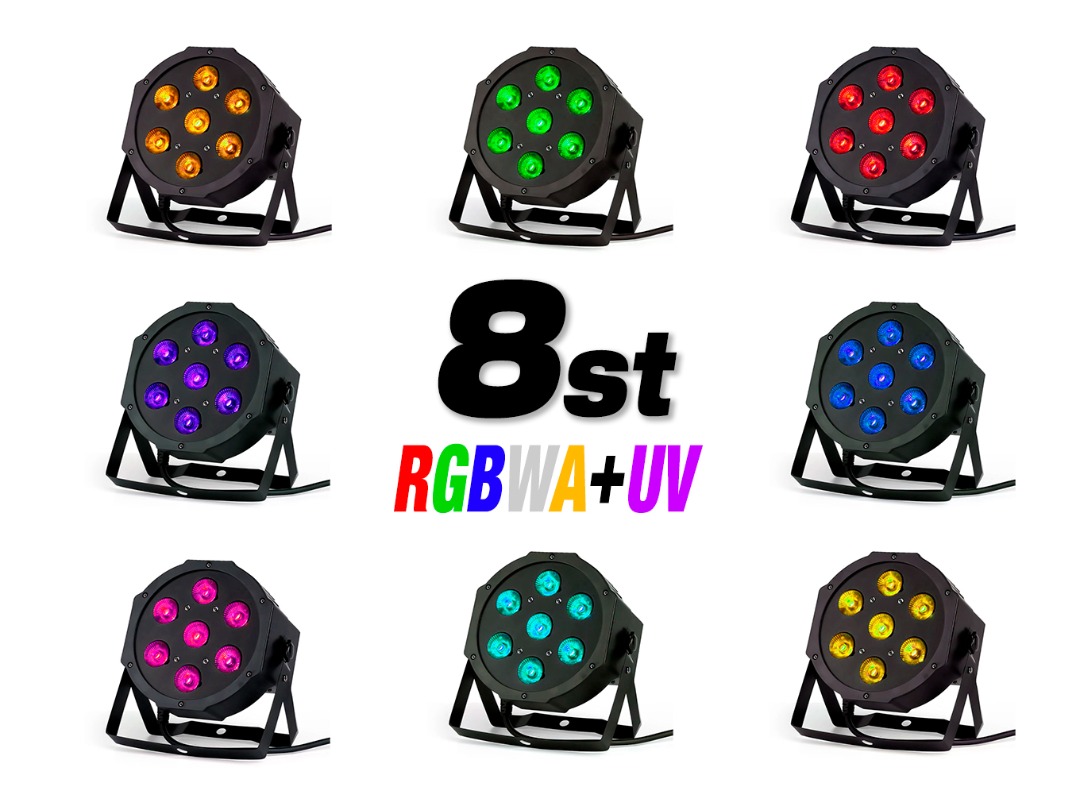 8st rgbwa+uv led parkannor dmx