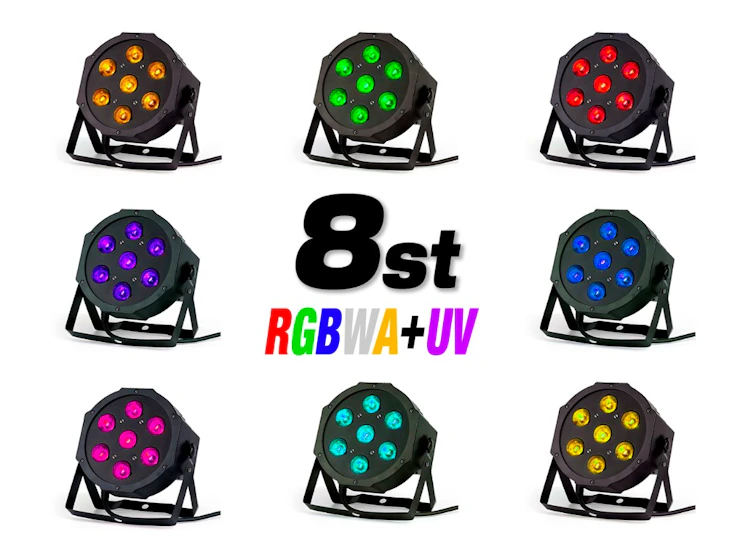 8st rgbwa+uv led parkannor dmx