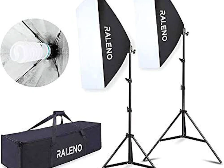 2x continuous softbox lighting setup for photography and videography