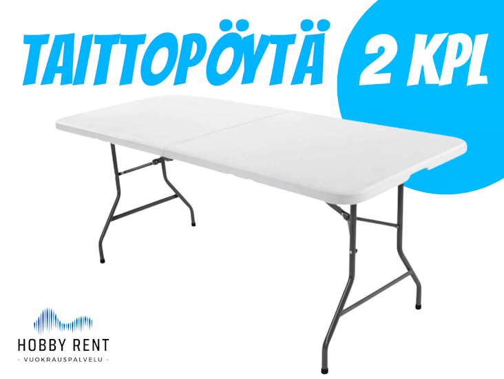 Taittopöytä 75x180 valkoinen 2kpl