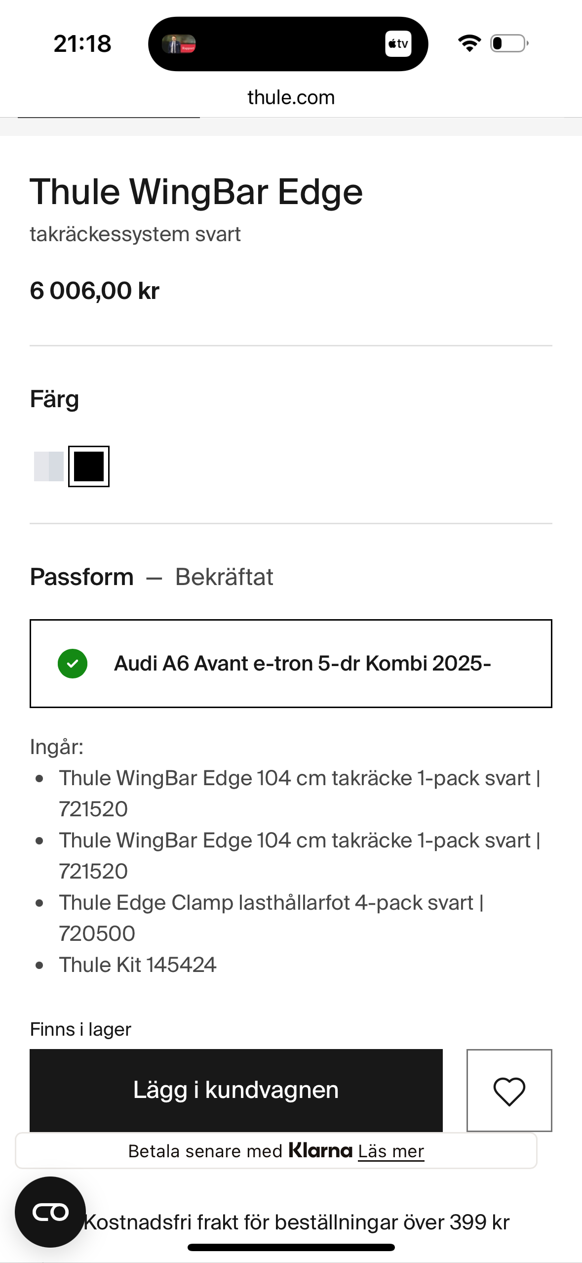 Thule wingbar edge black - audi q8 e-tron