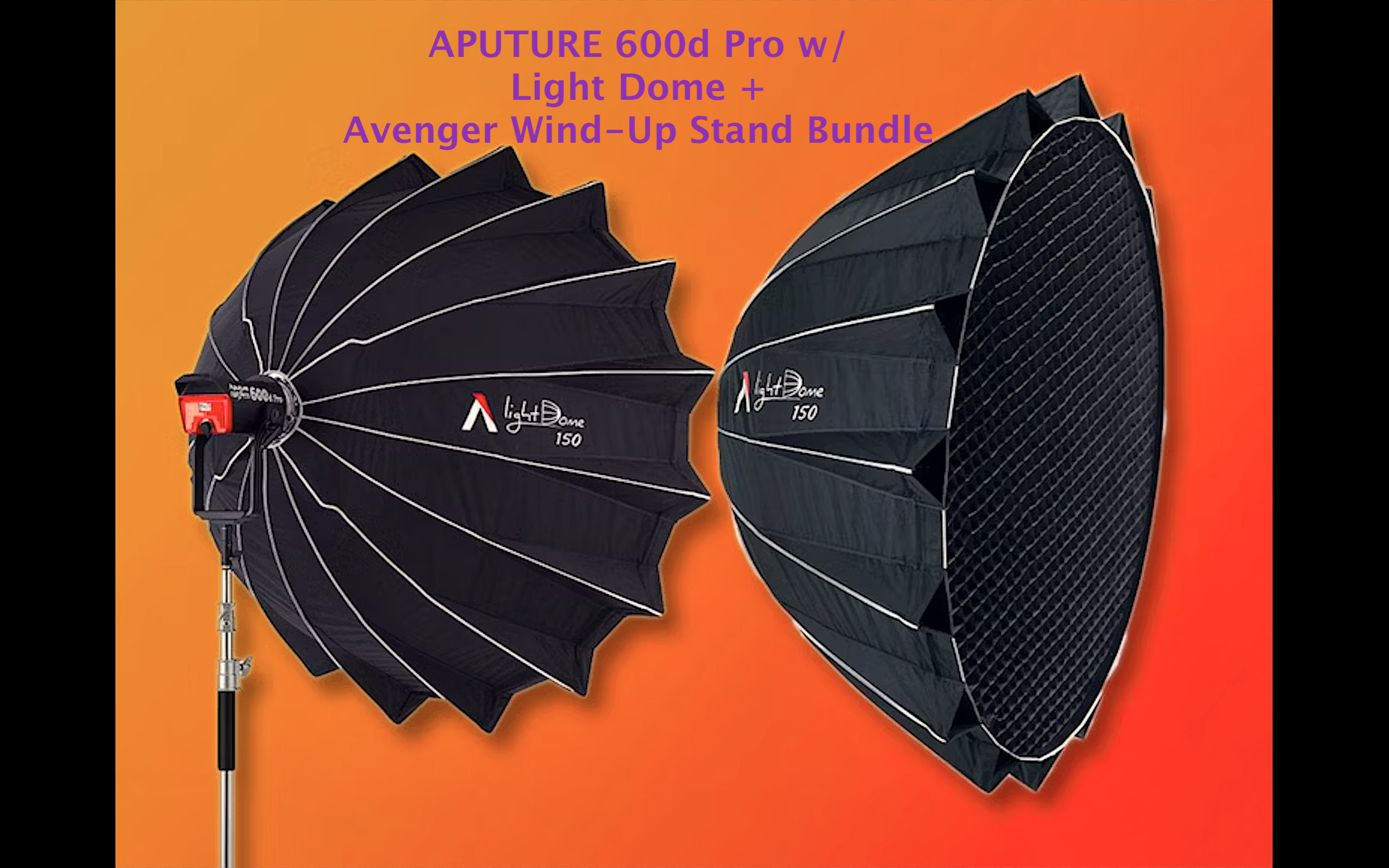 Aputure ls 600d pro + light dome 150 soft box + avenger combo wind up stand