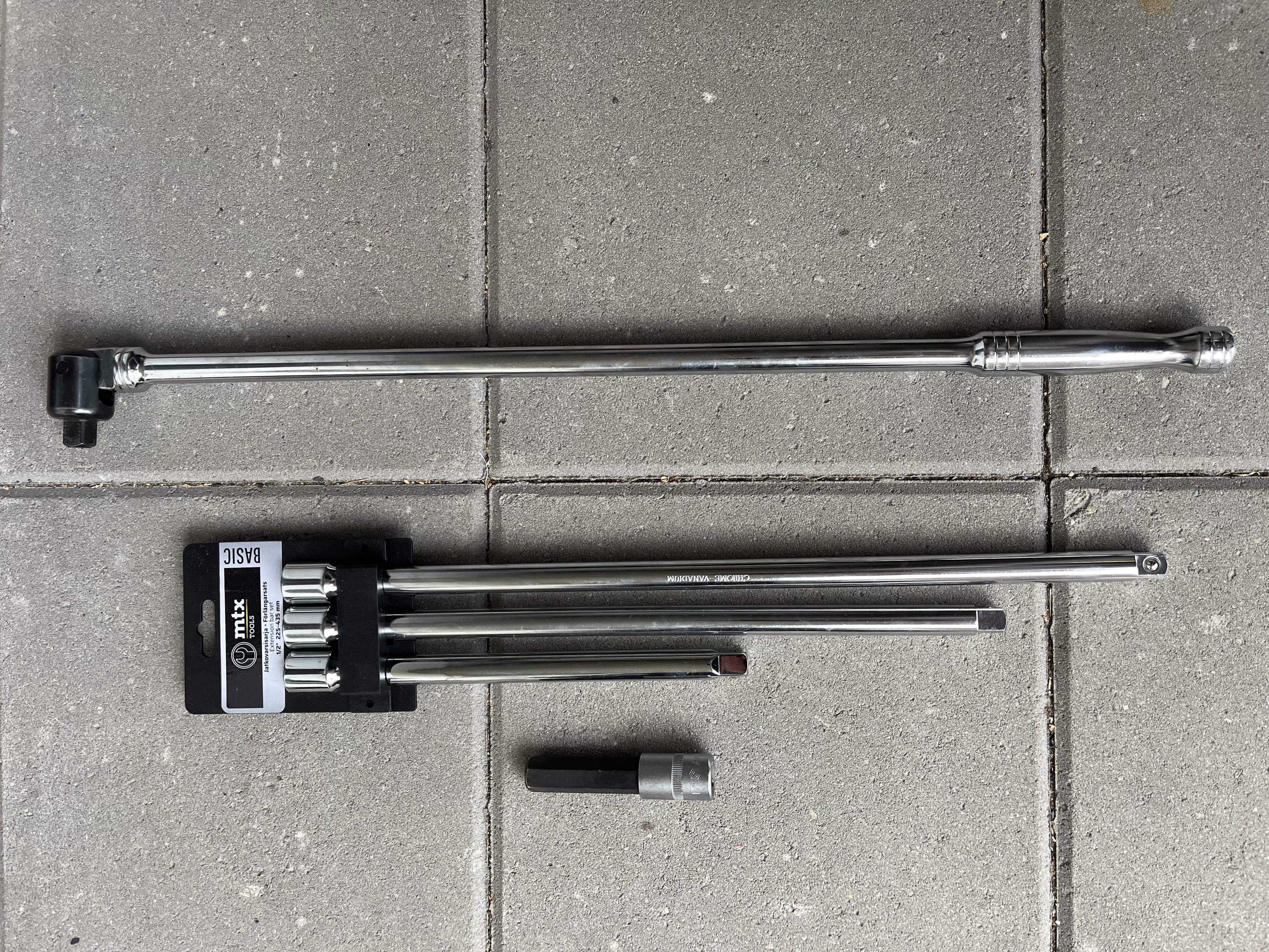 Vääntövarsi+jatkovarret+17” kuusiokoloavain