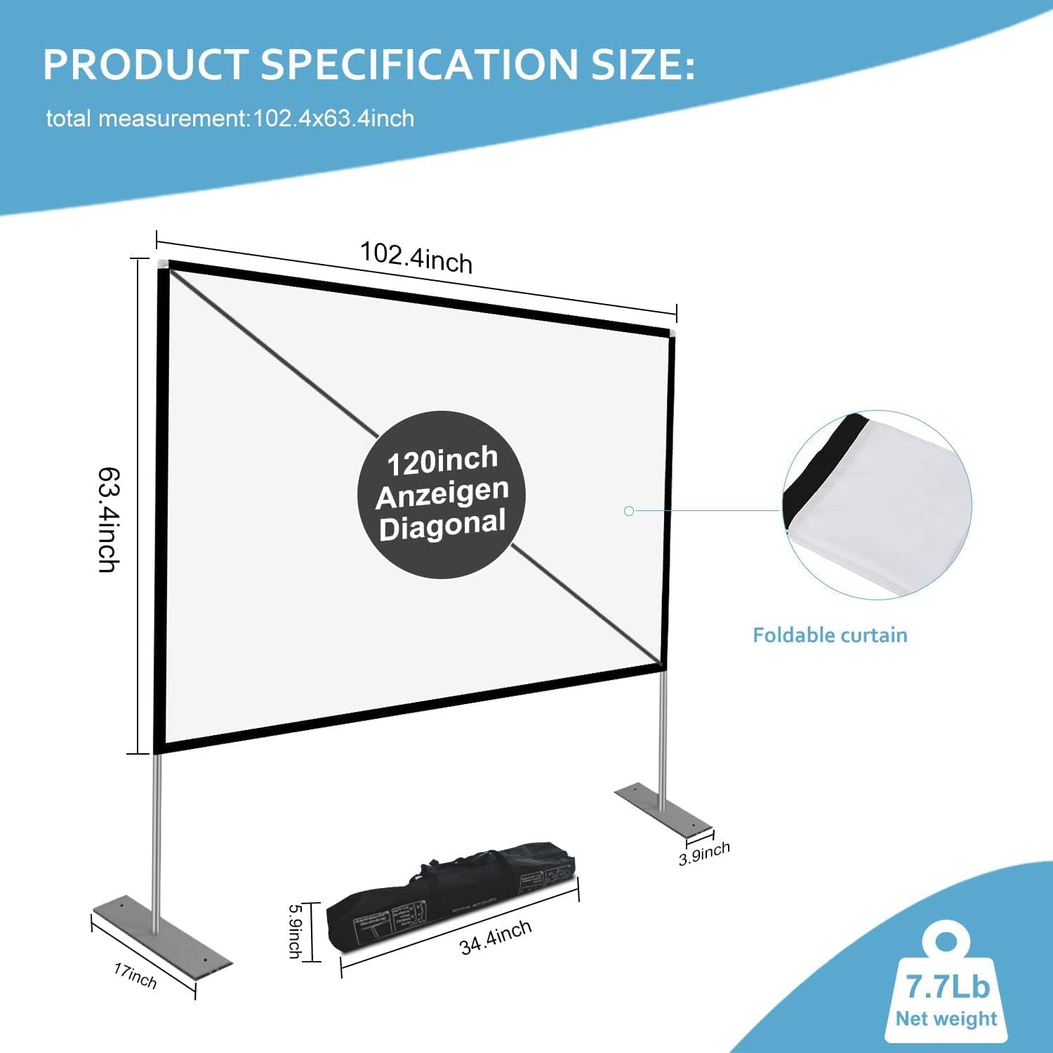 120" freestanding projector screen