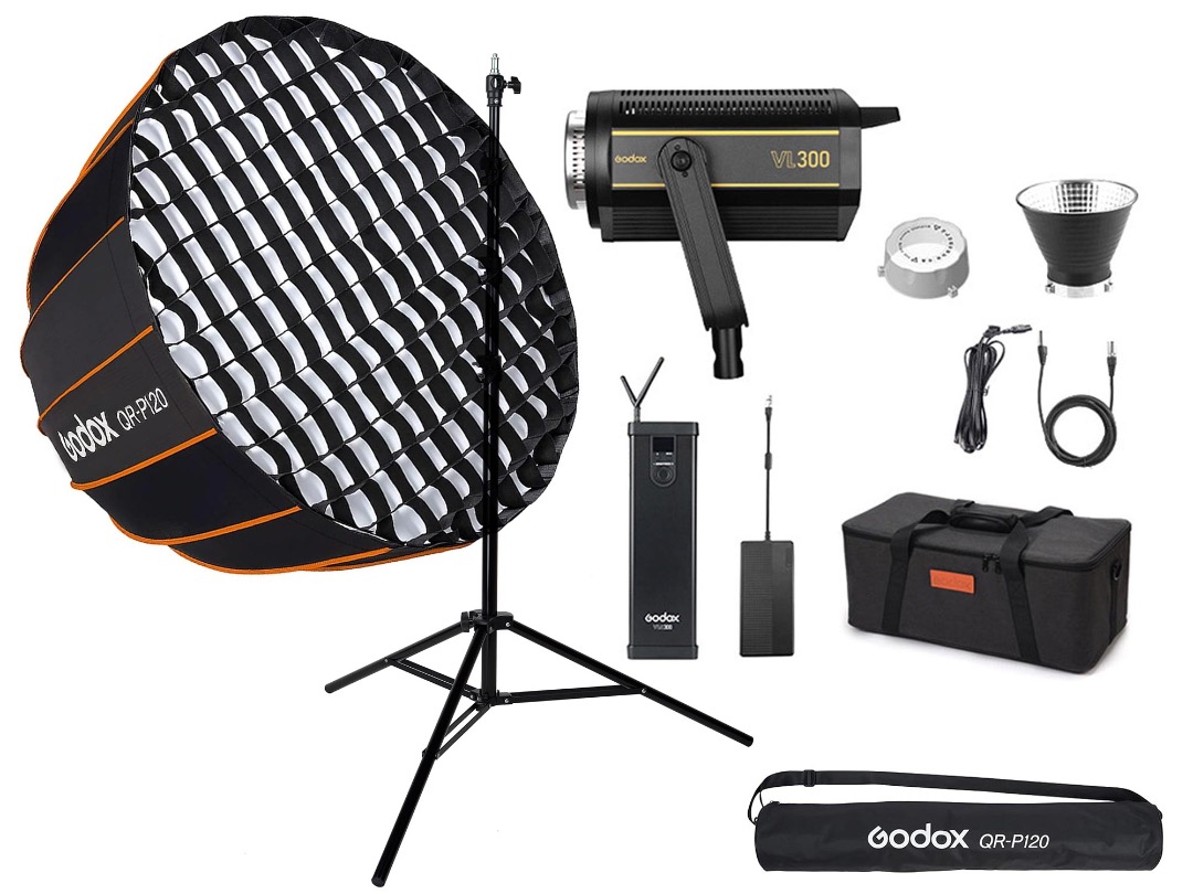 Studioljus + ø120 parabolisk softbox + stativ