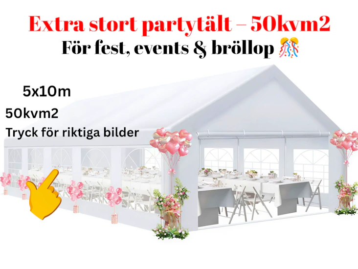 5 x 10m partytält – 50kvm, för festen, eventet eller bröllopet 🎊