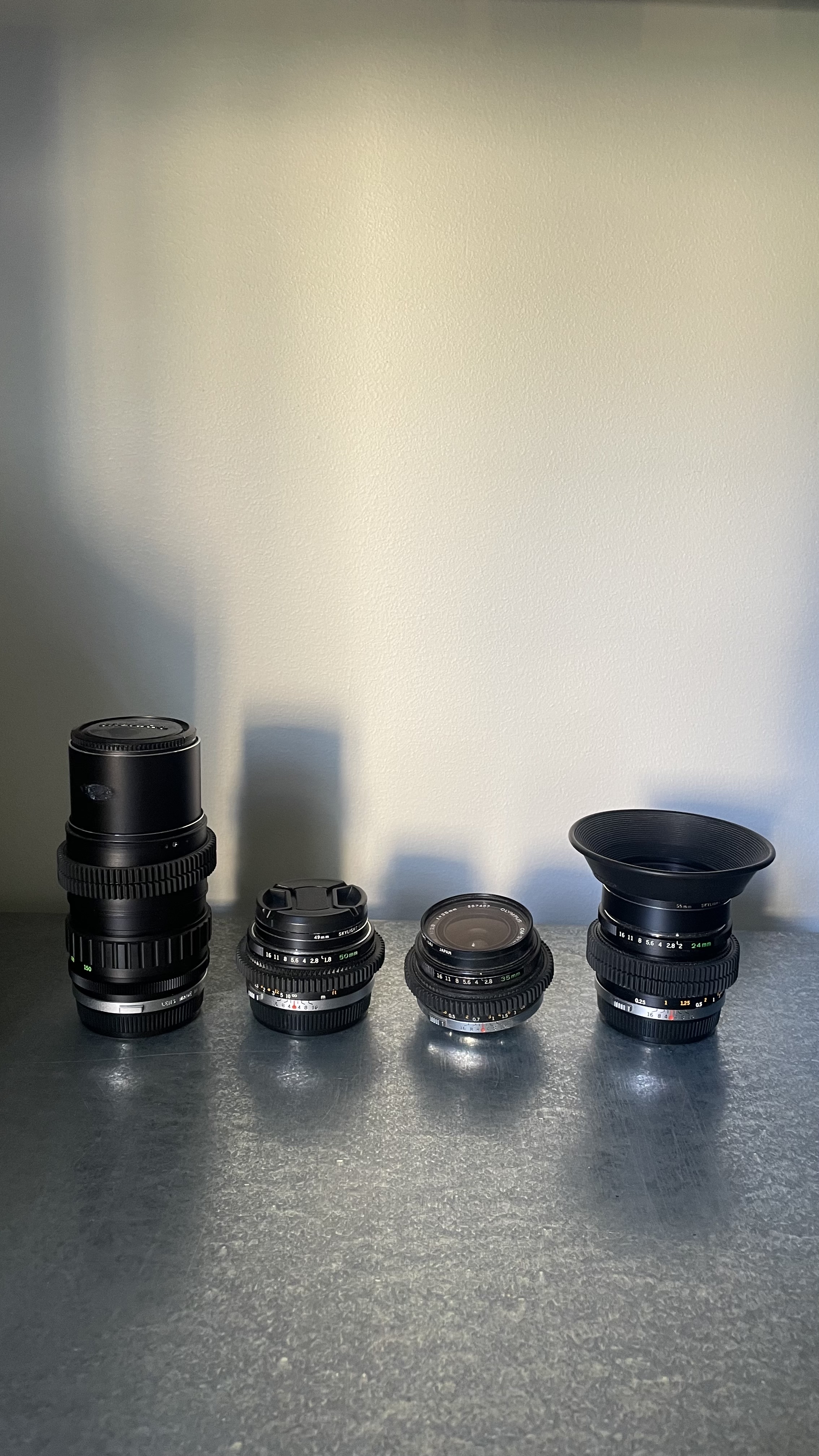 Olympus om optikk sett med ff ringer / adapter til sony e/fuji x