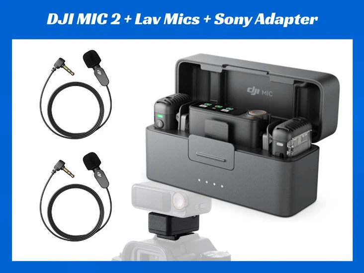 Dji mic 2 dual wireless camera microphones + lav mic + sony adapter (2tx+1rx)