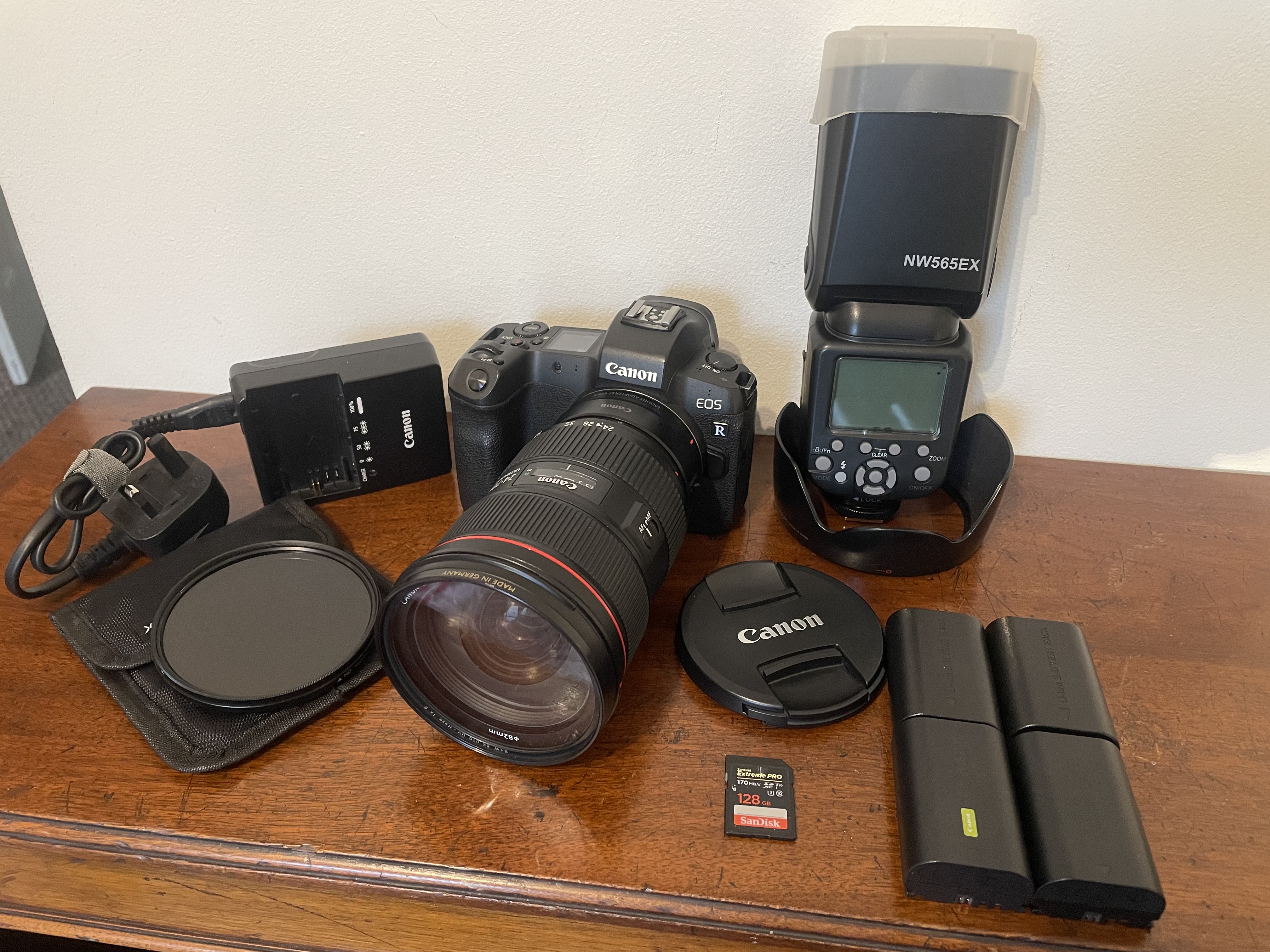 Canon r with 24-70 ef mark ii f2.8 l lens and variable nd filter
