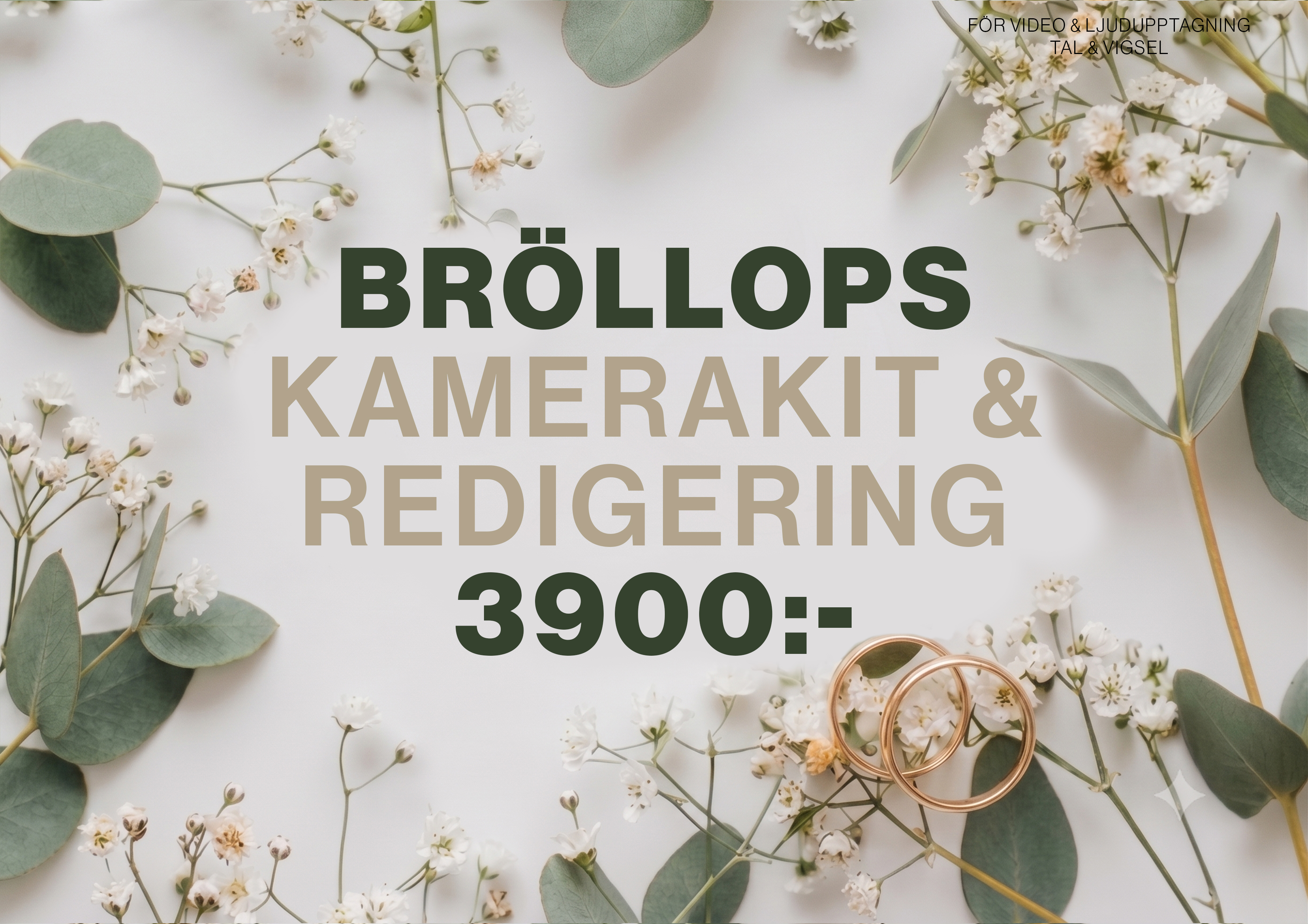 Komplett bröllopspaket: kamera, blixt + alla bilder redigerade! 3900!