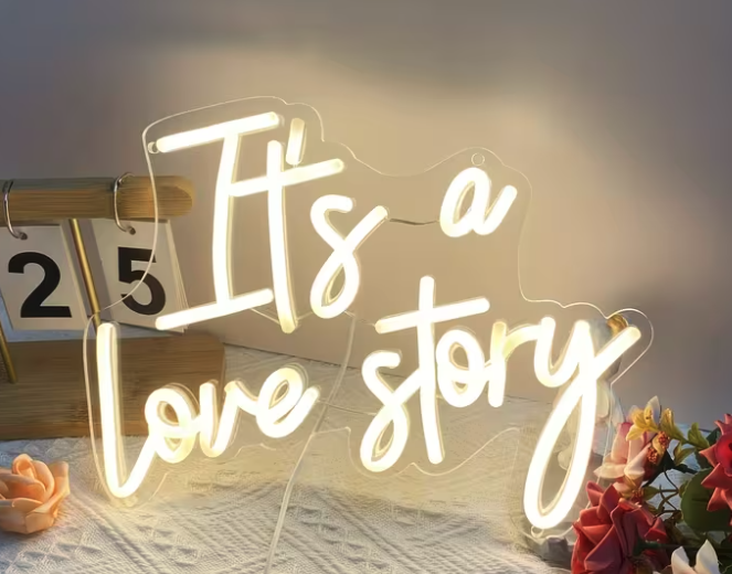 ✨ “it’s a love story” neon skilt ✨