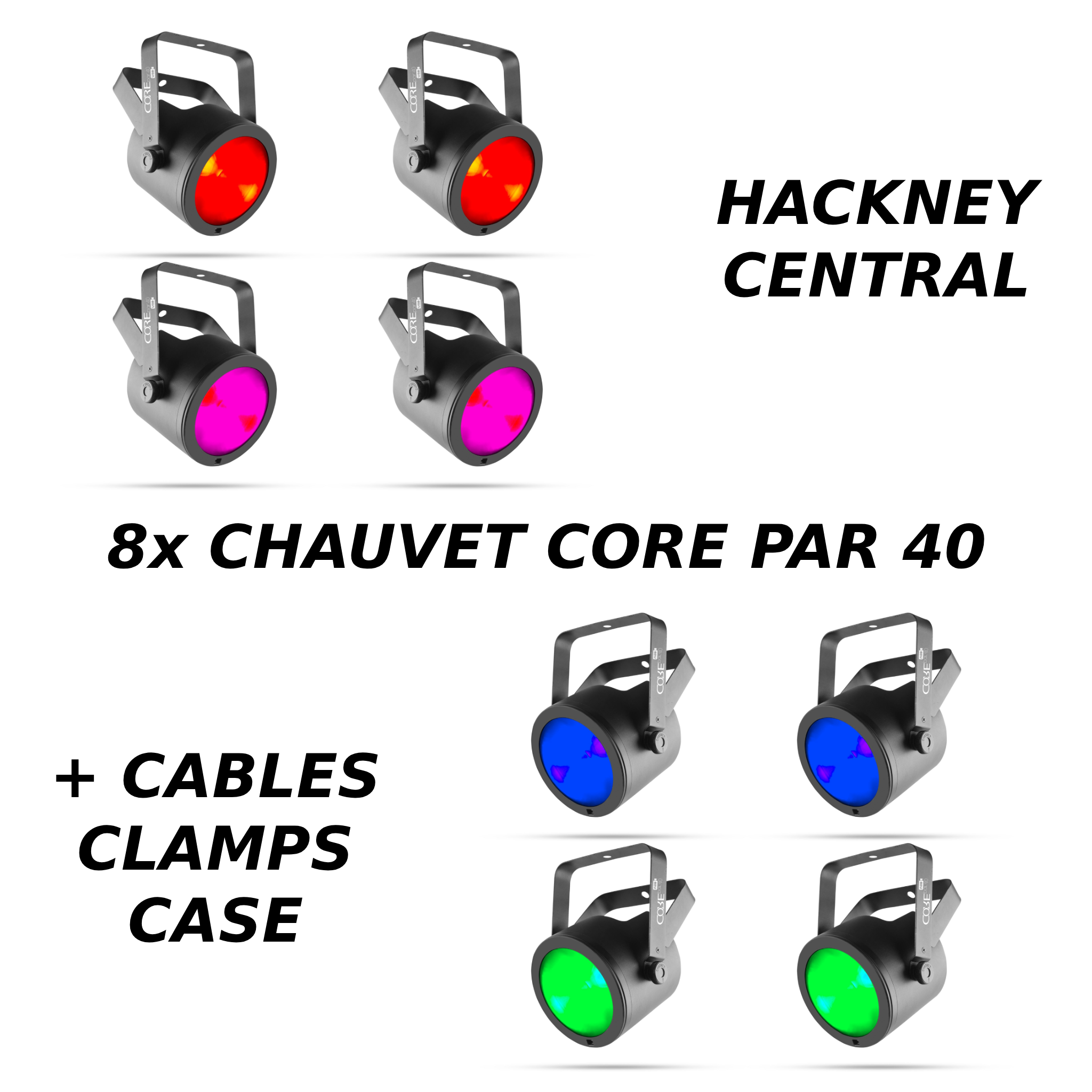 8x chauvet core par 40 led uplighter