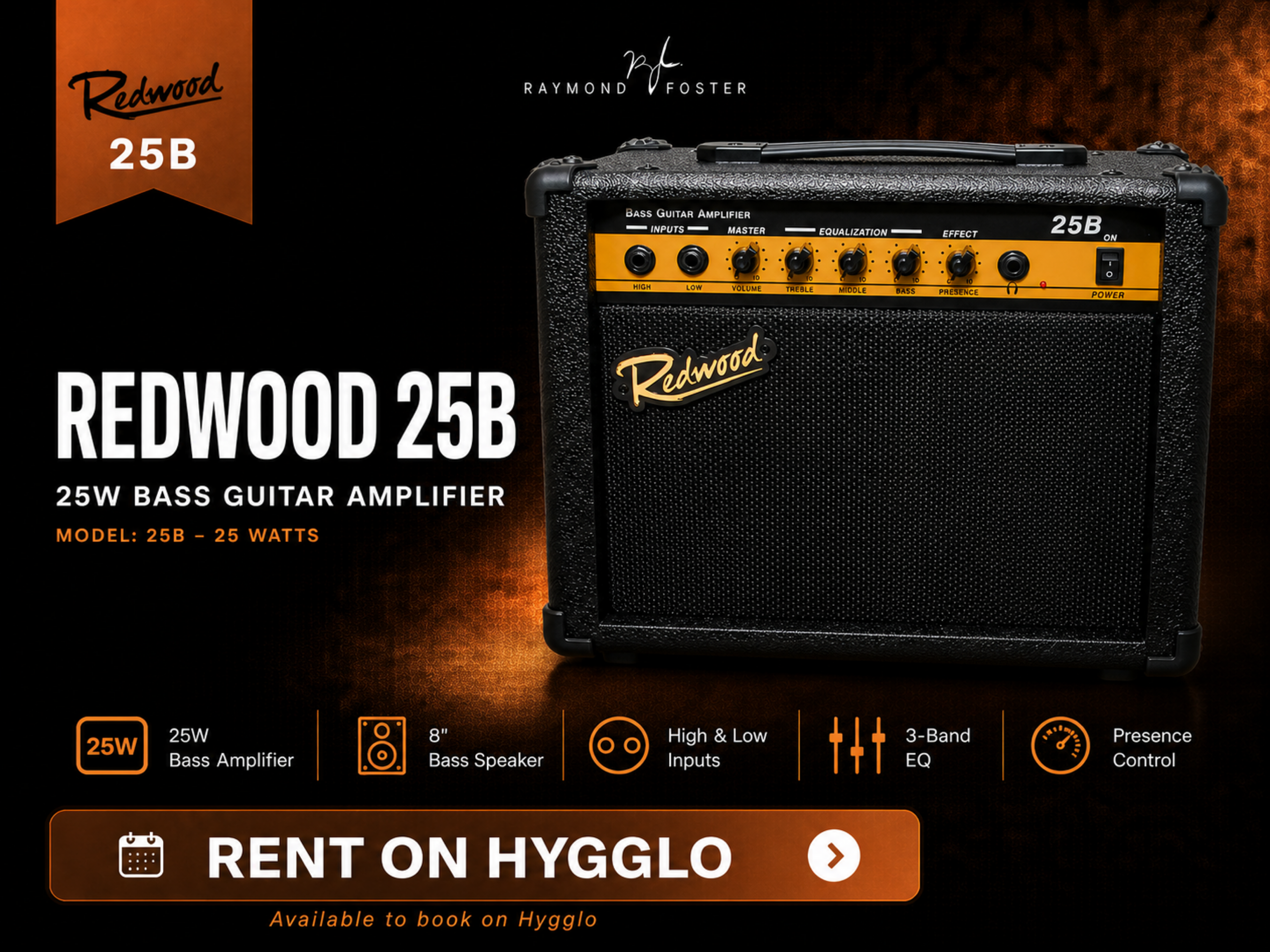 Redwood 25b 25w bass guitar amplifier