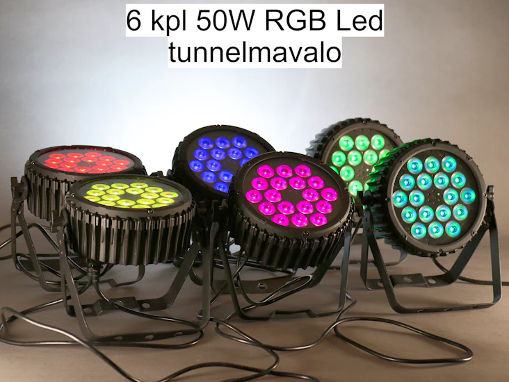 6 kpl showtec par 18 mk2 rgb led valot (56w)
